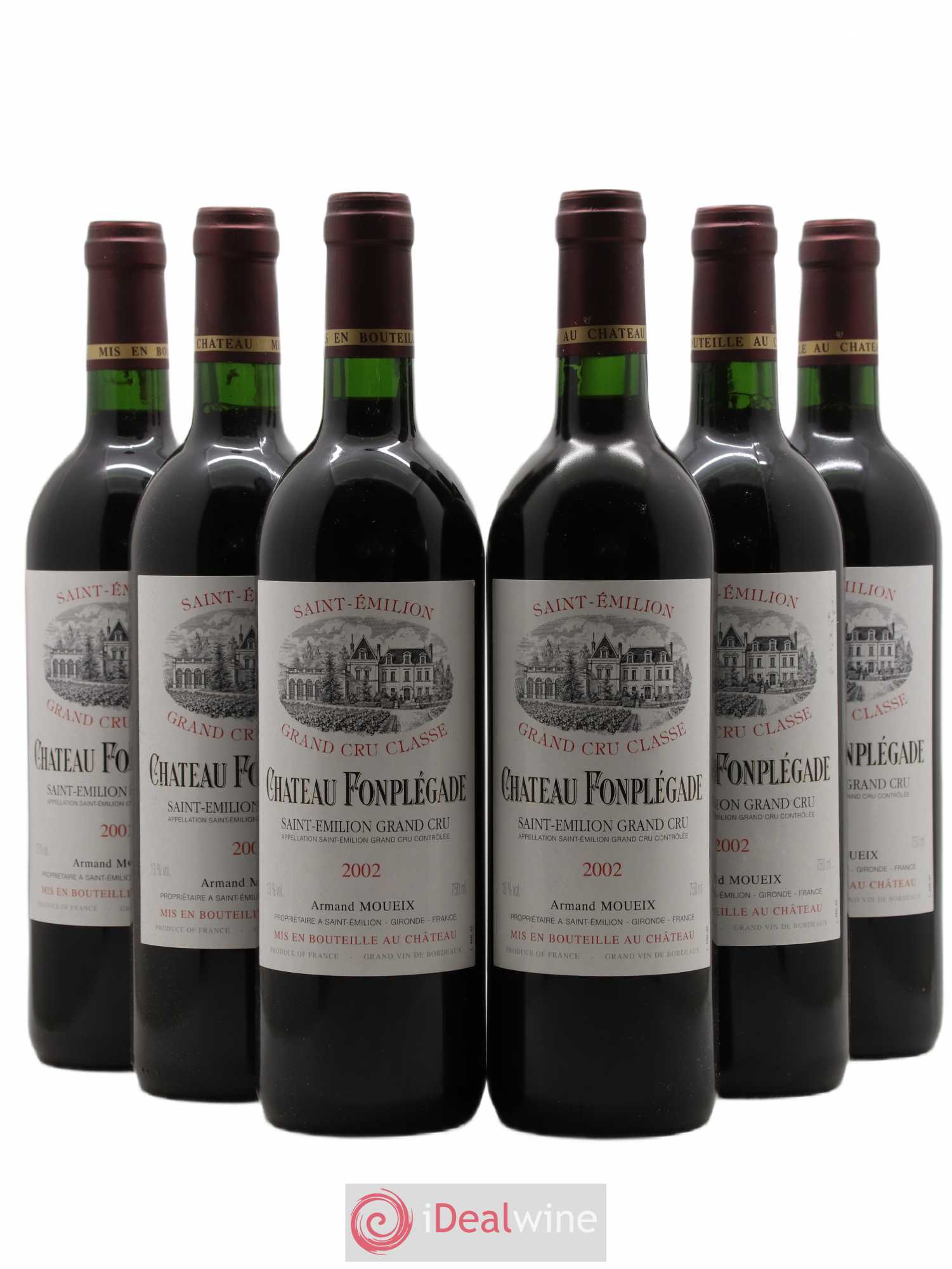 Château Fonplegade Grand Cru Classé 2002 - Lot de 6 bouteilles - 0