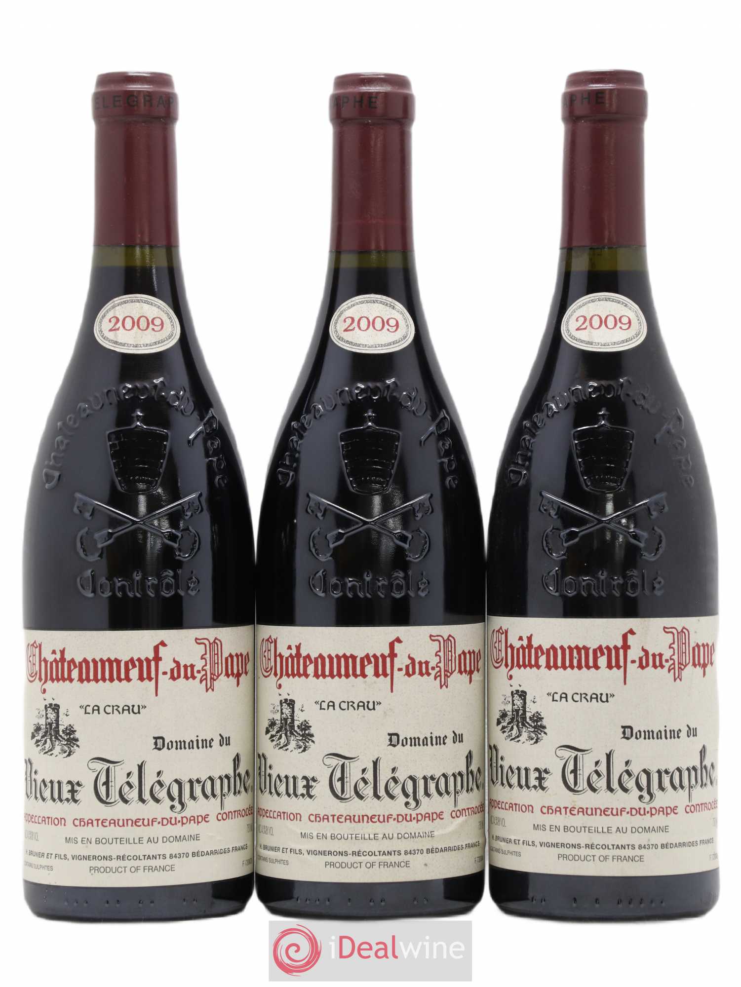 Châteauneuf-du-Pape Vieux Télégraphe (Domaine du) Vignobles Brunier 2009 - Lot de 3 bouteilles - 0