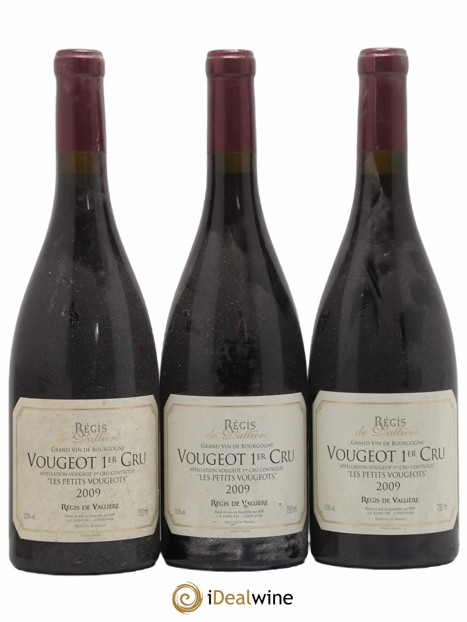 Vougeot 1er Cru Les Petits Vougeots Régis de Vallière 2009 - Posten von 3 Flaschen - 0
