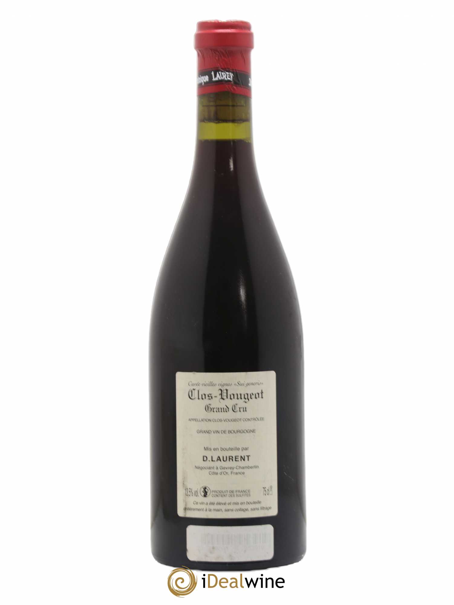 Clos de Vougeot Grand Cru Vieilles vignes Sui Generis Dominique Laurent 2015 - Lot de 1 bouteille - 1