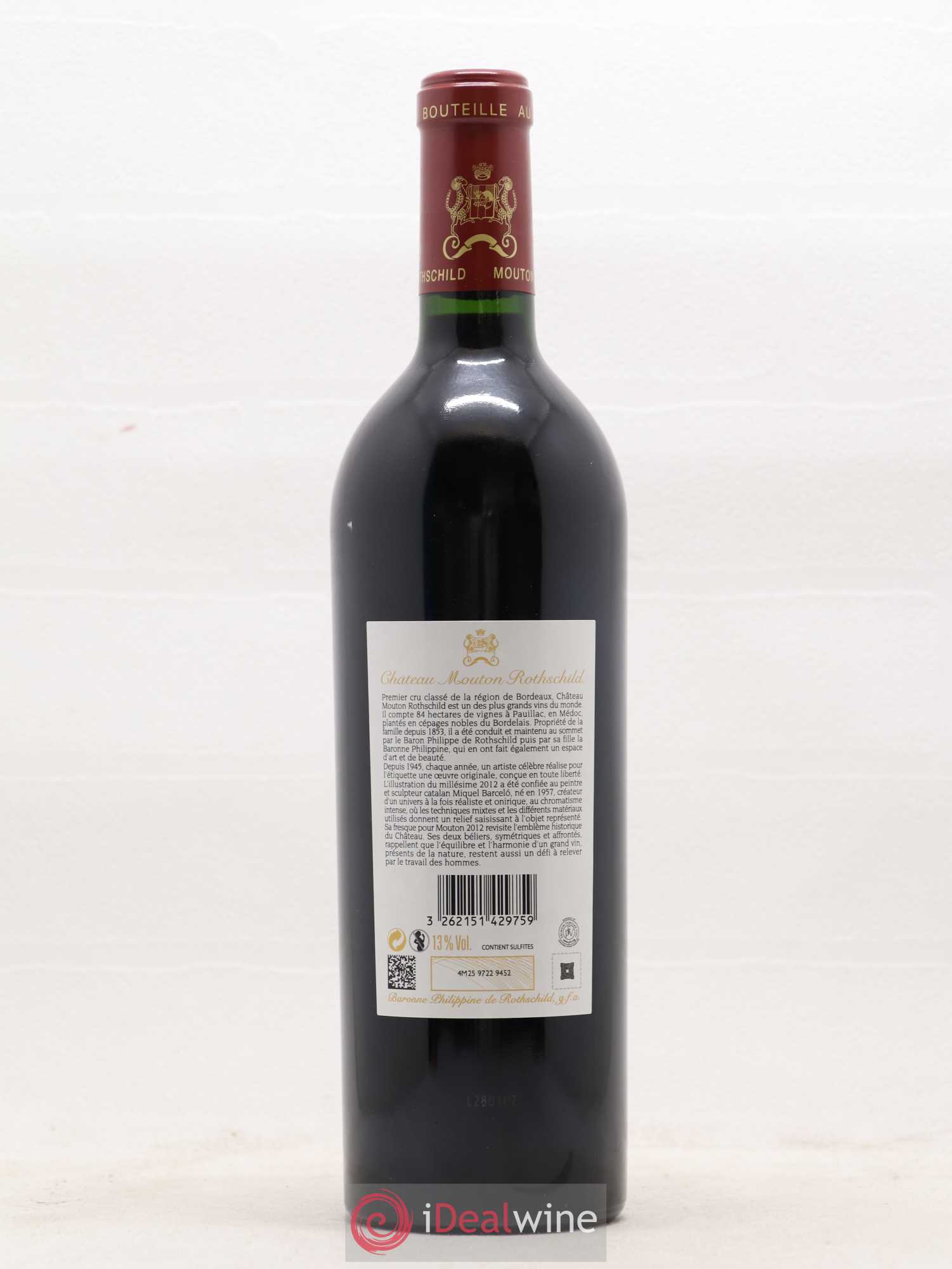Château Mouton Rothschild 1er Grand Cru Classé 2012 - Lot de 1 bouteille - 1