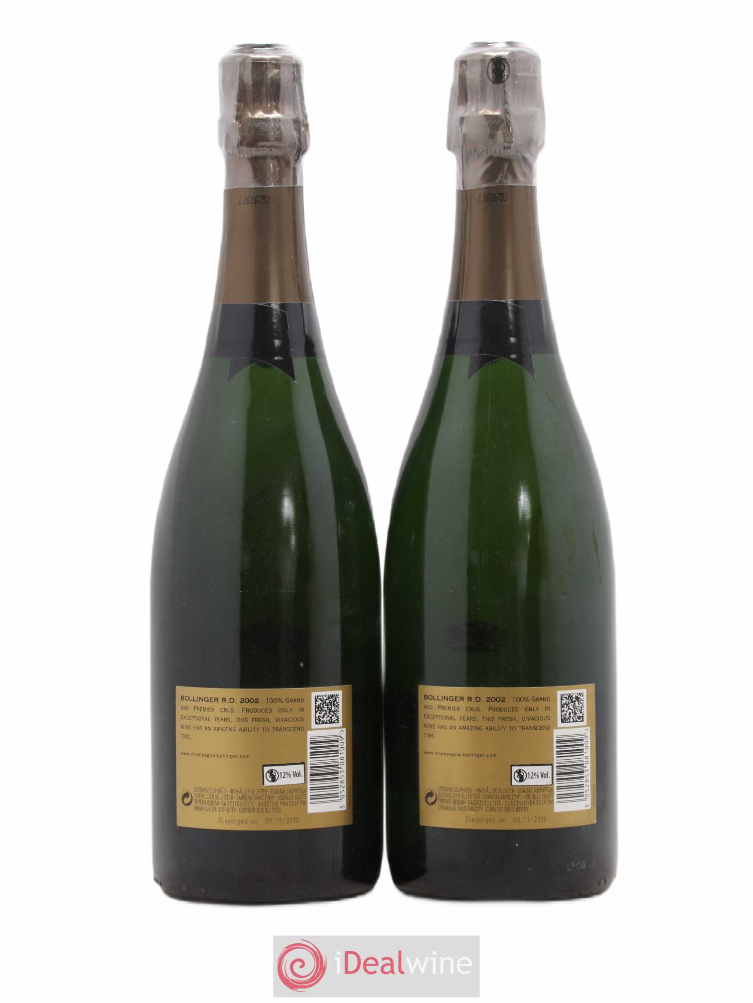 R.D. Extra-Brut Bollinger 2002 - Lot de 2 bouteilles - 1