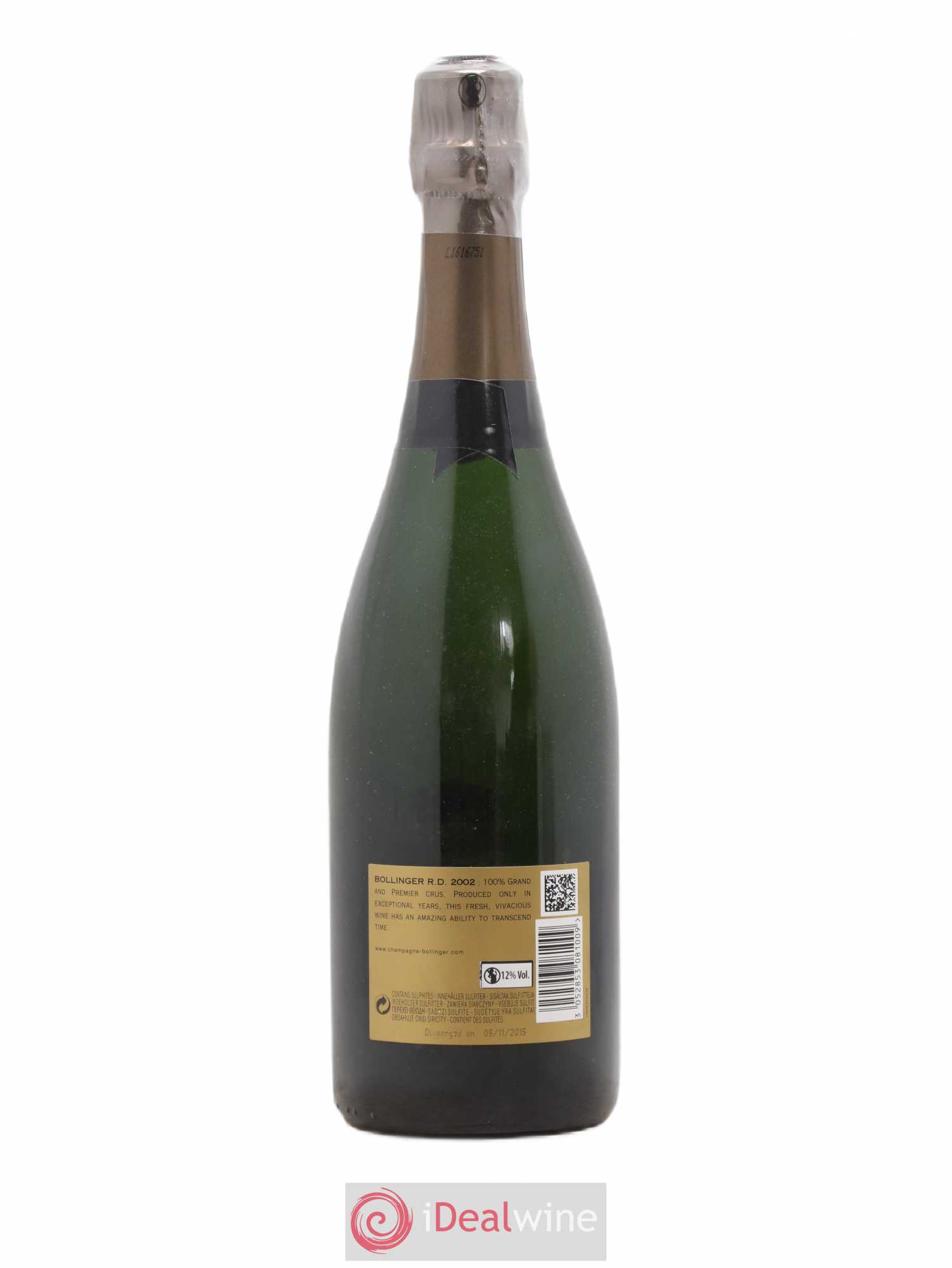 R.D. Extra-Brut Bollinger 2002 - Lot de 1 bouteille - 1