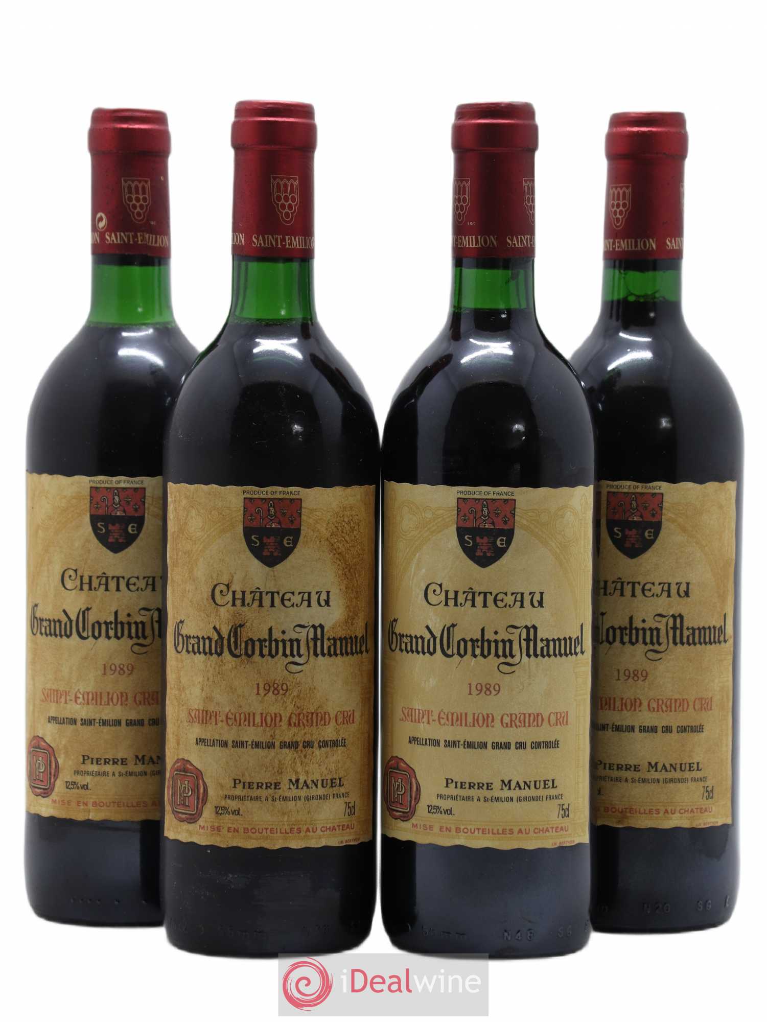 Château Grand Corbin Manuel 1989 - Lot de 4 bouteilles - 0