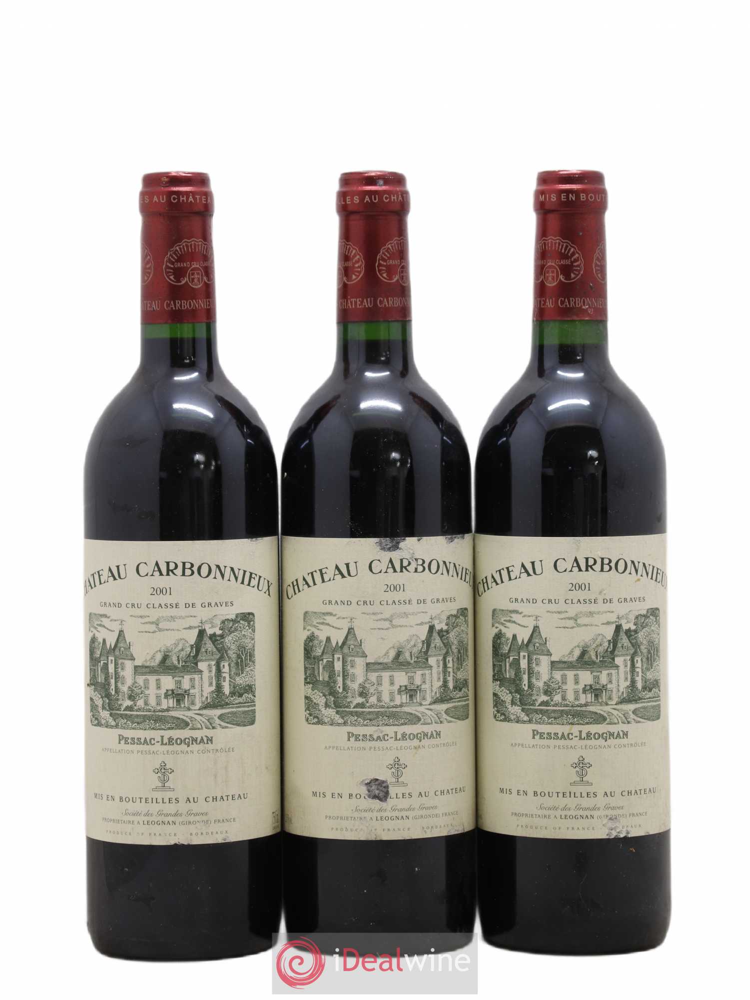 Château Carbonnieux Cru Classé de Graves 2001 - Lot de 3 bouteilles - 0