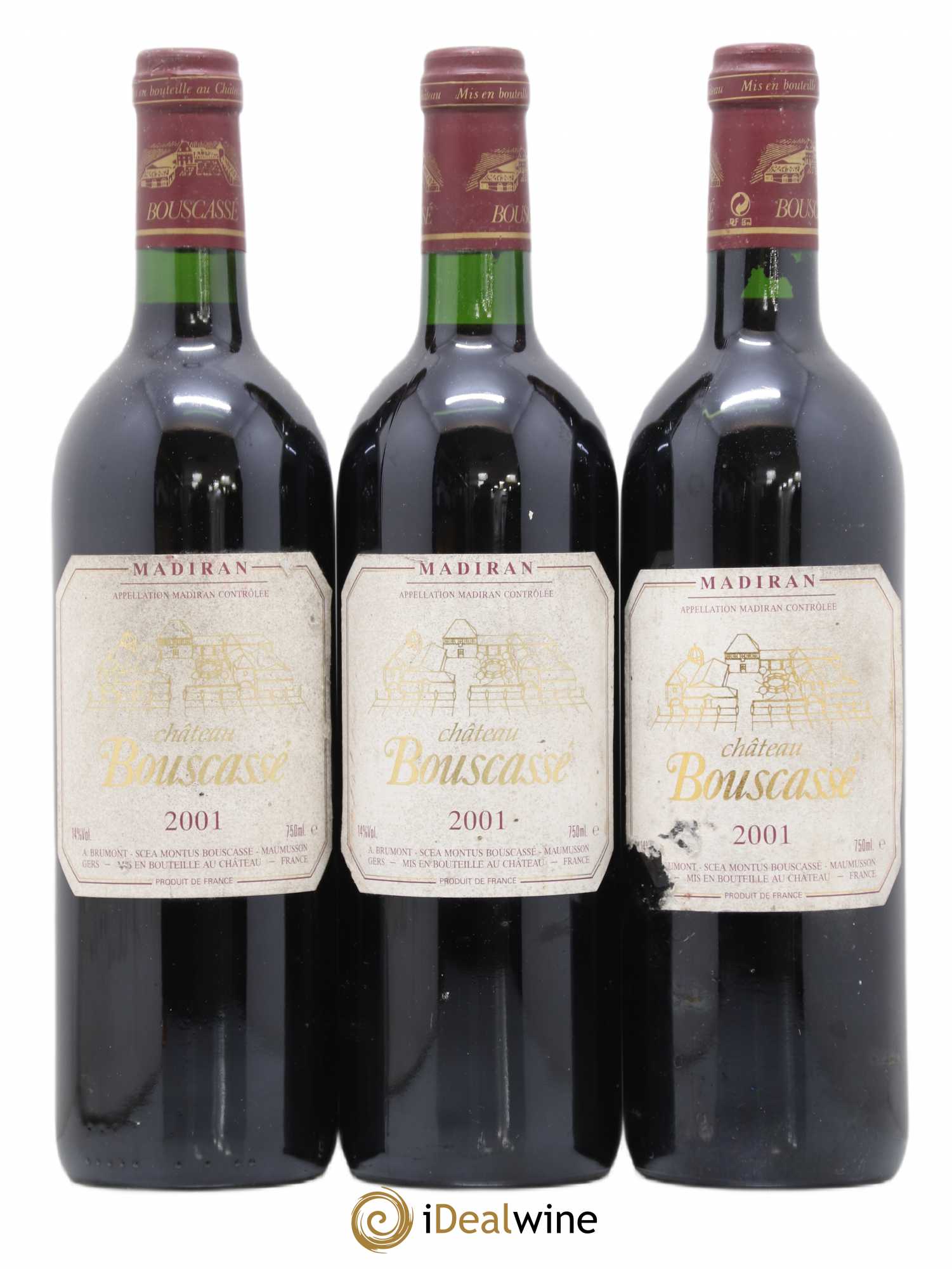 Madiran Château Bouscassé Alain Brumont 2001 - Lot de 3 bouteilles - 0