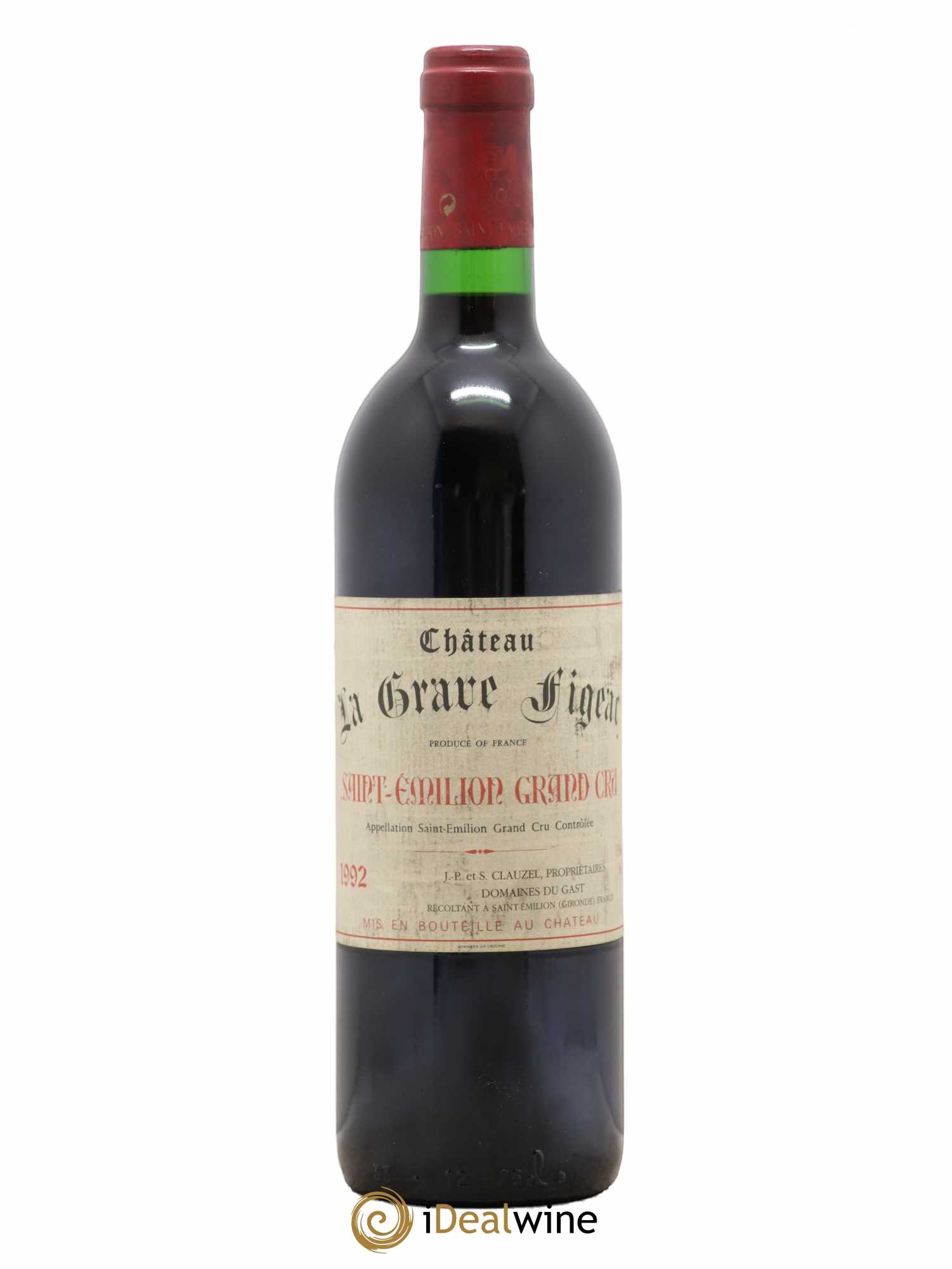 Saint-Émilion Grand Cru Château La Grave Figeac 1992 - Lot de 1 bouteille - 0