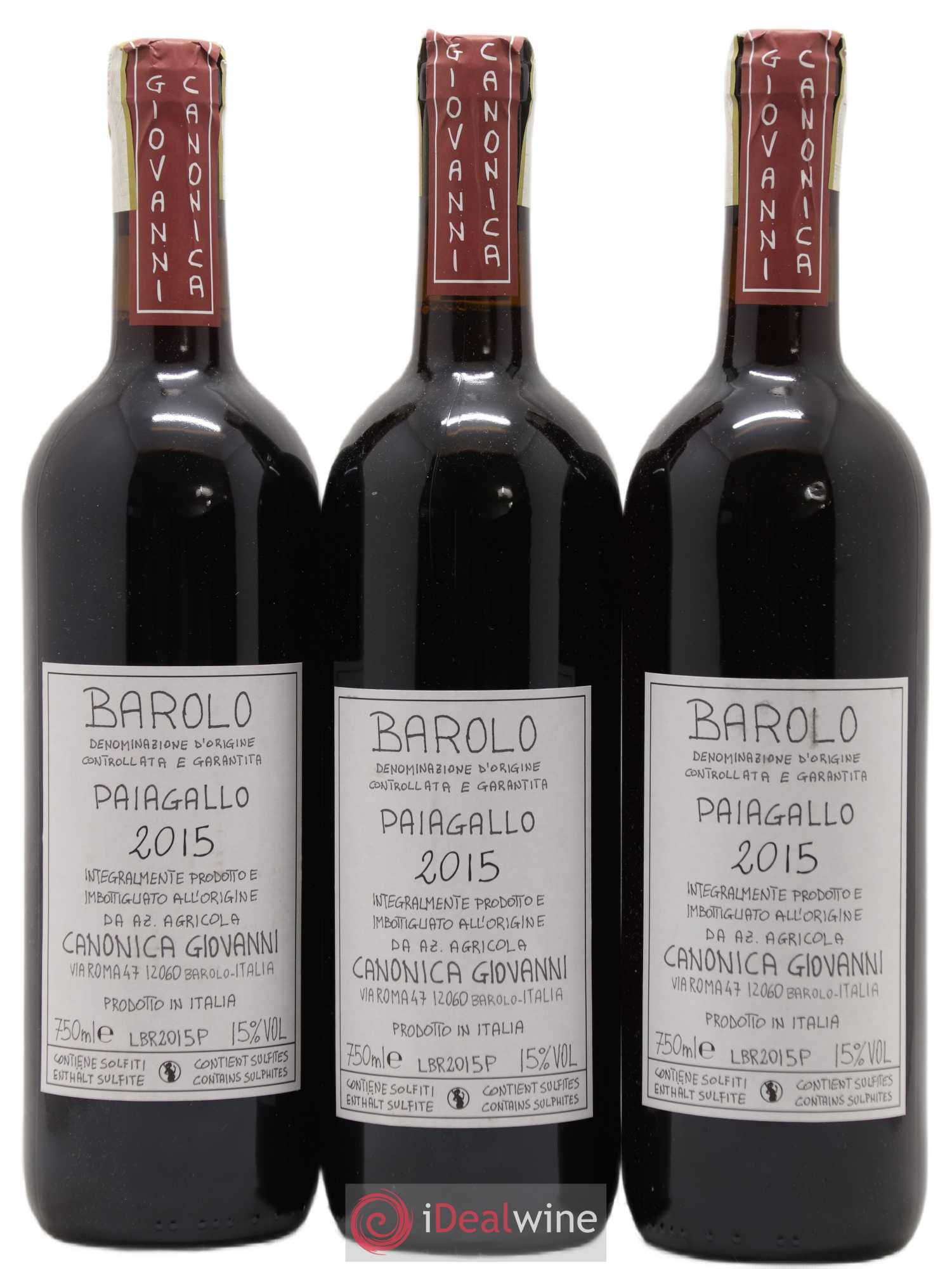 Barolo DOCG Paiagallo Giovanni Canonica 2015 - Lot de 3 bouteilles - 0