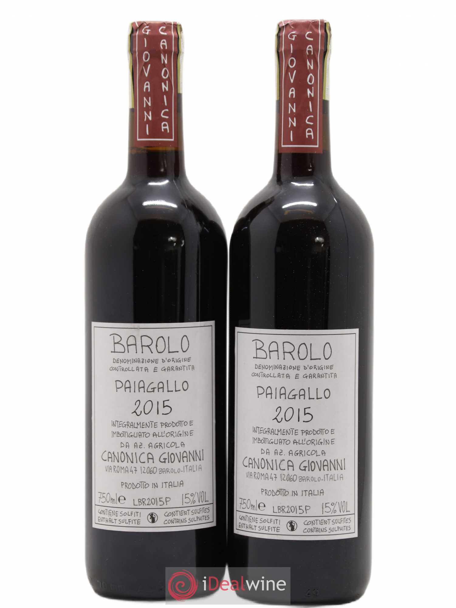 Barolo DOCG Paiagallo Giovanni Canonica 2015 - Lot de 2 bouteilles - 0