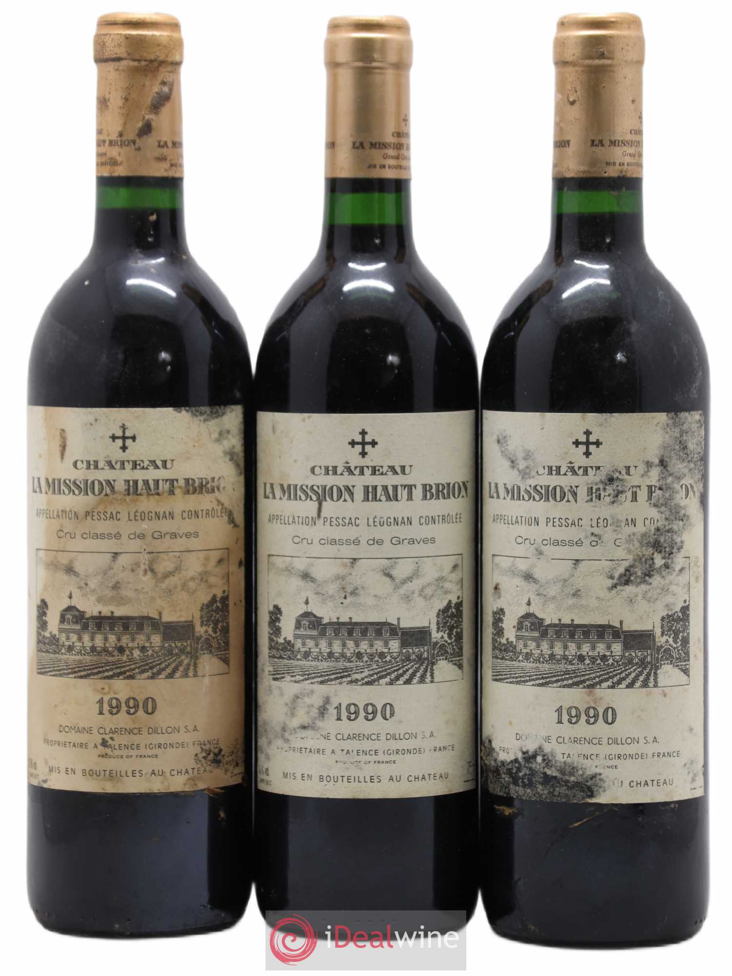 Château la Mission Haut-Brion Cru Classé de Graves 1990 - Lot de 3 bouteilles - 0