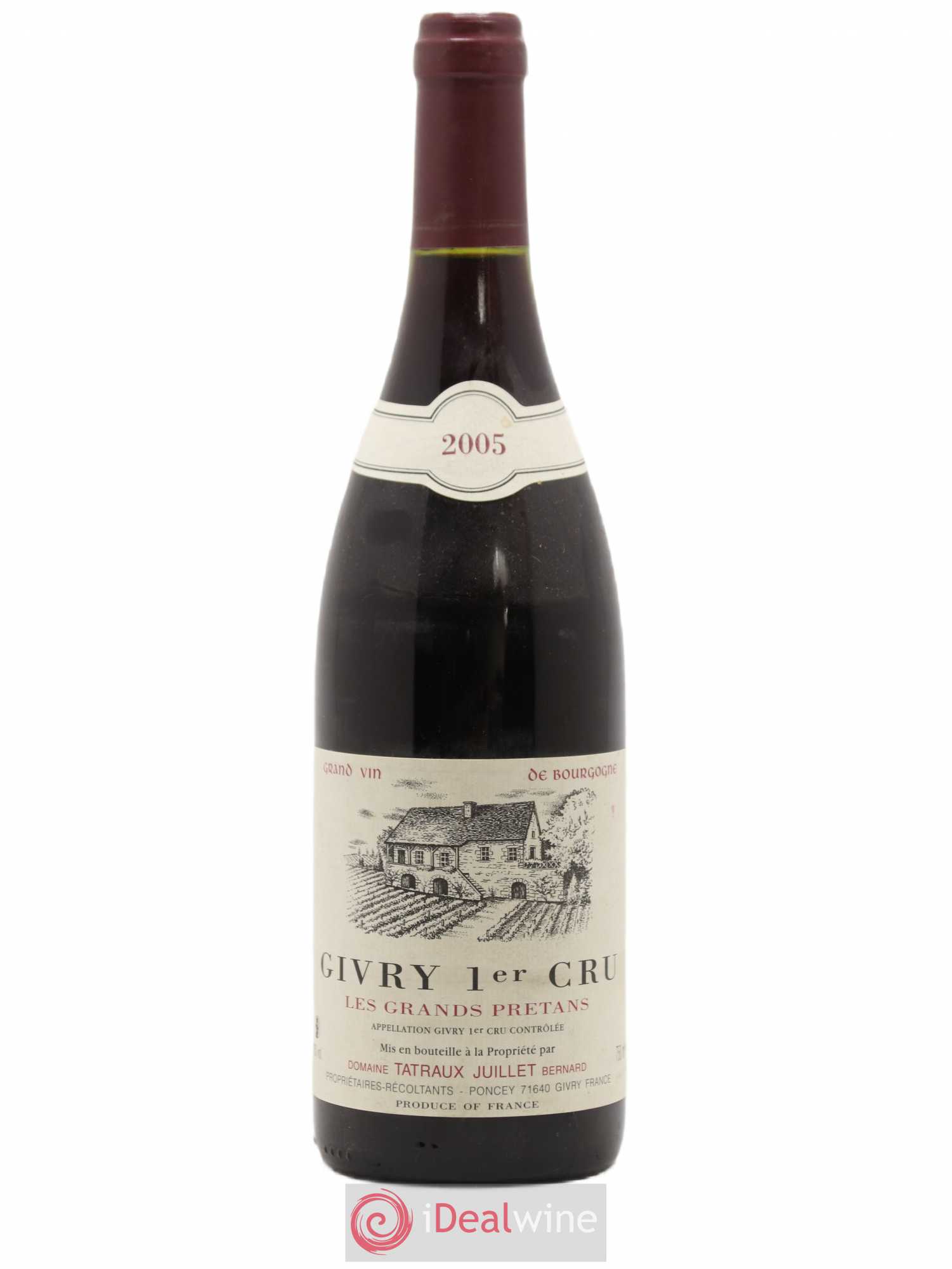Givry 1er Cru Les Grands Pretans Domaine Bernard Tatraux Juillet 2005 - Posten von 1 Flasche - 0
