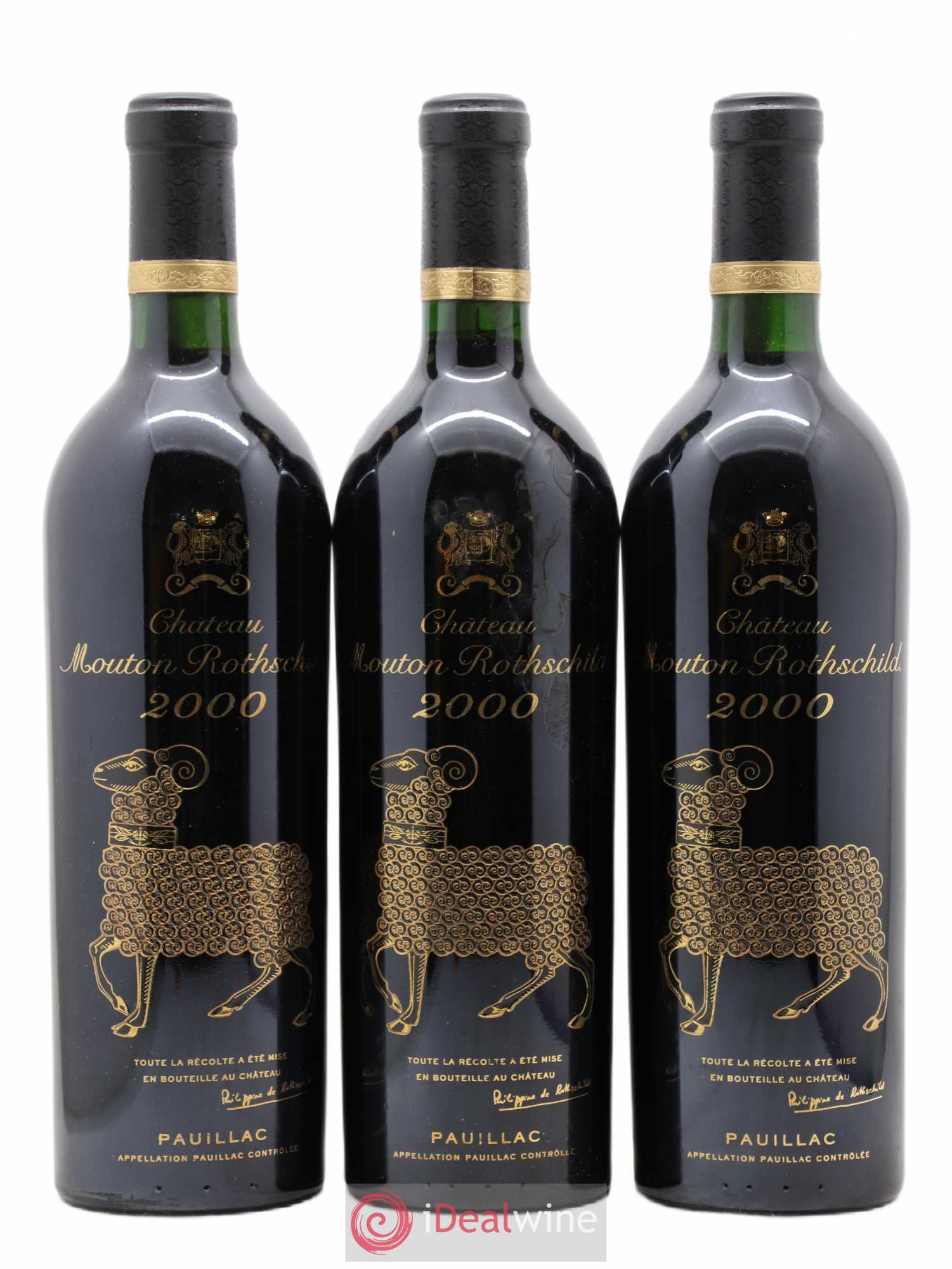 Château Mouton Rothschild 1er Grand Cru Classé 2000 - Lot de 3 bouteilles - 0