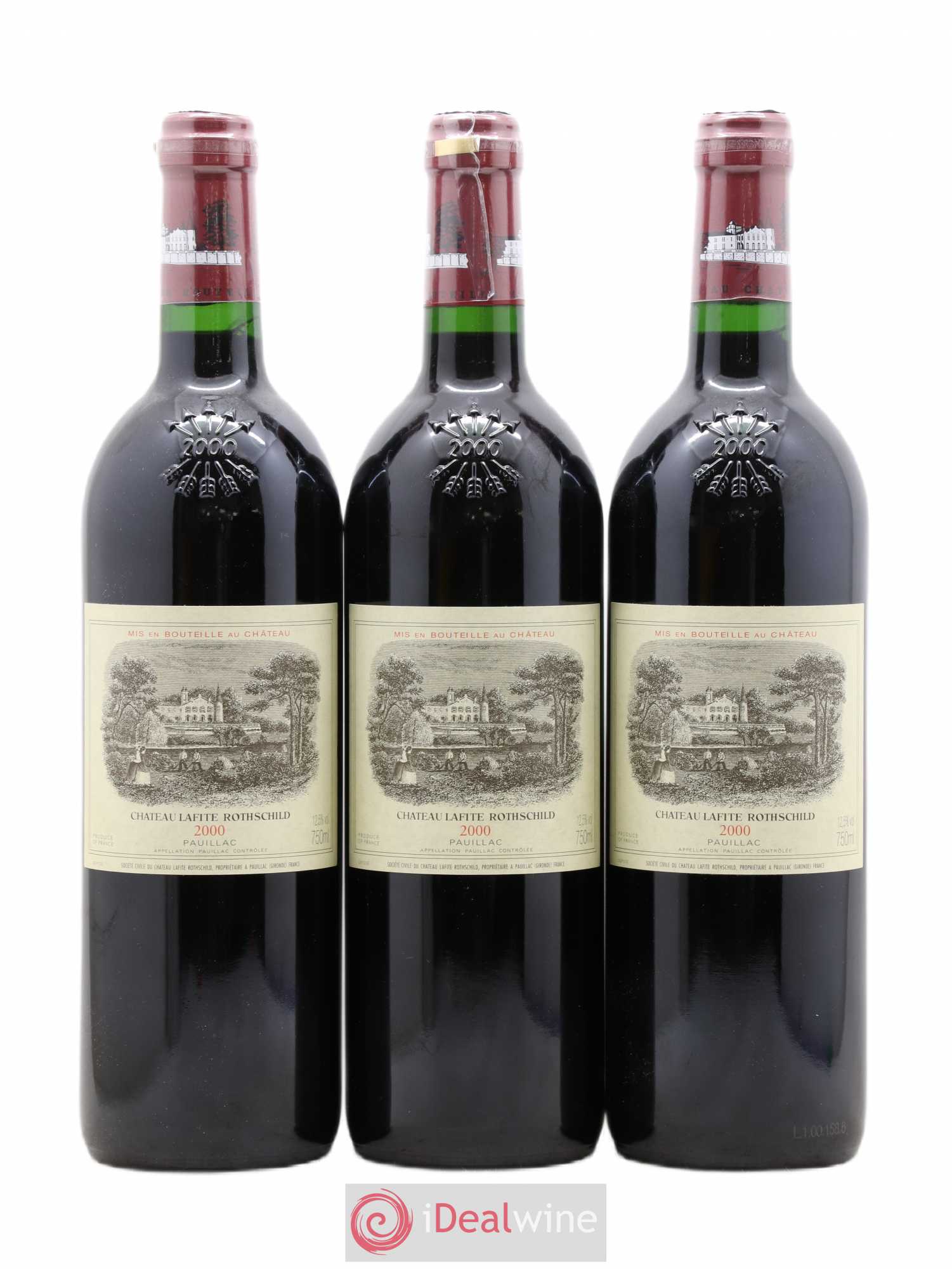 Château Lafite Rothschild 1er Grand Cru Classé 2000 - Lot de 3 bouteilles - 0