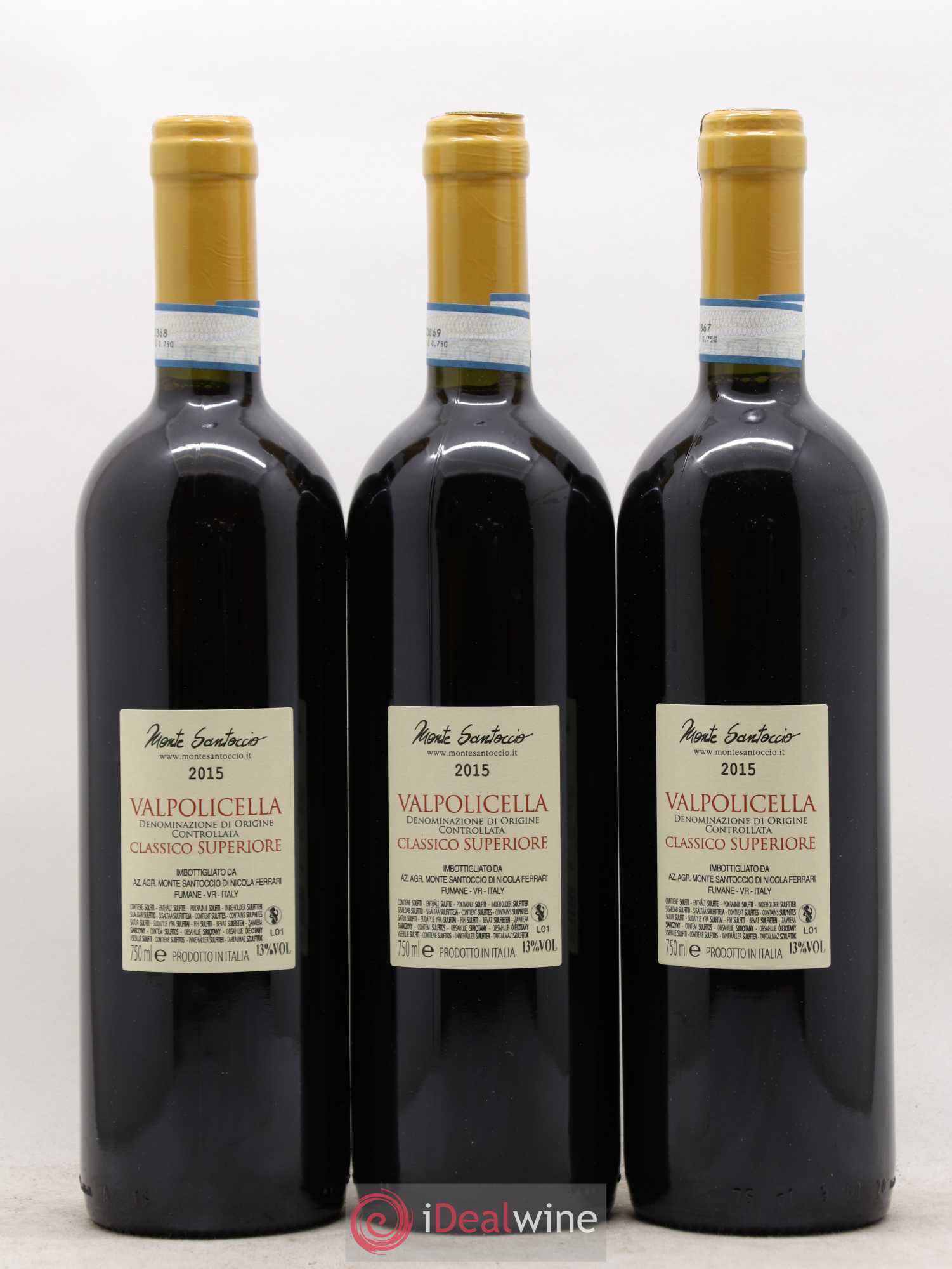Valpolicella Classico DOC Superiore Monte Santoccio (sans prix de réserve) 2015 - Posten von 3 Flaschen - 1