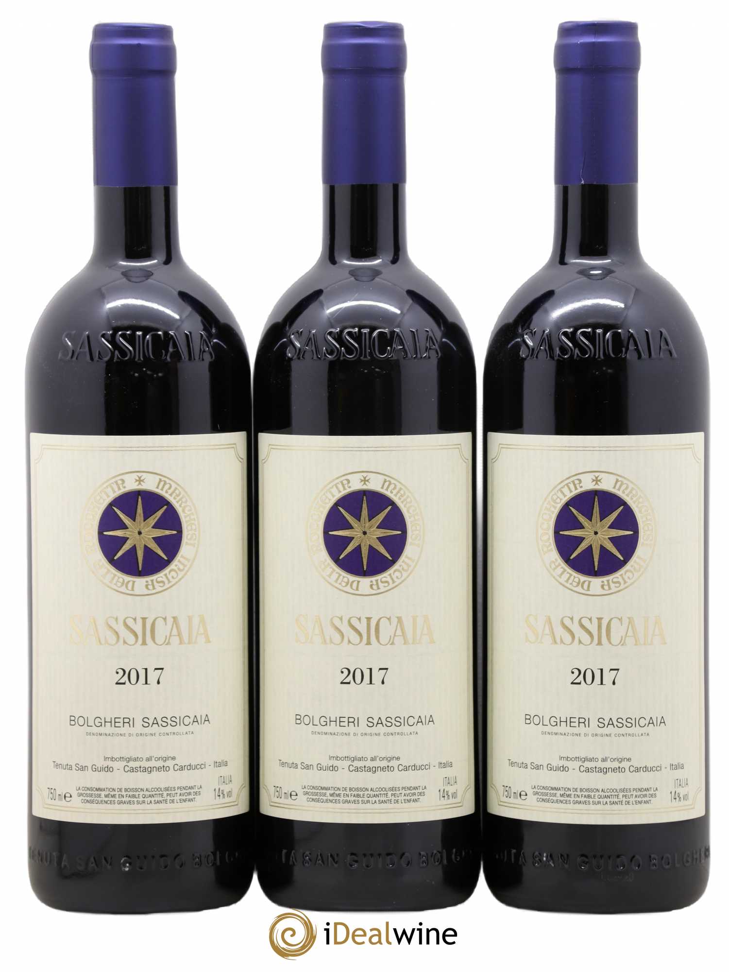 Bolgheri DOC Sassicaia Tenuta San Guido 2017 - Lot de 3 bouteilles - 0