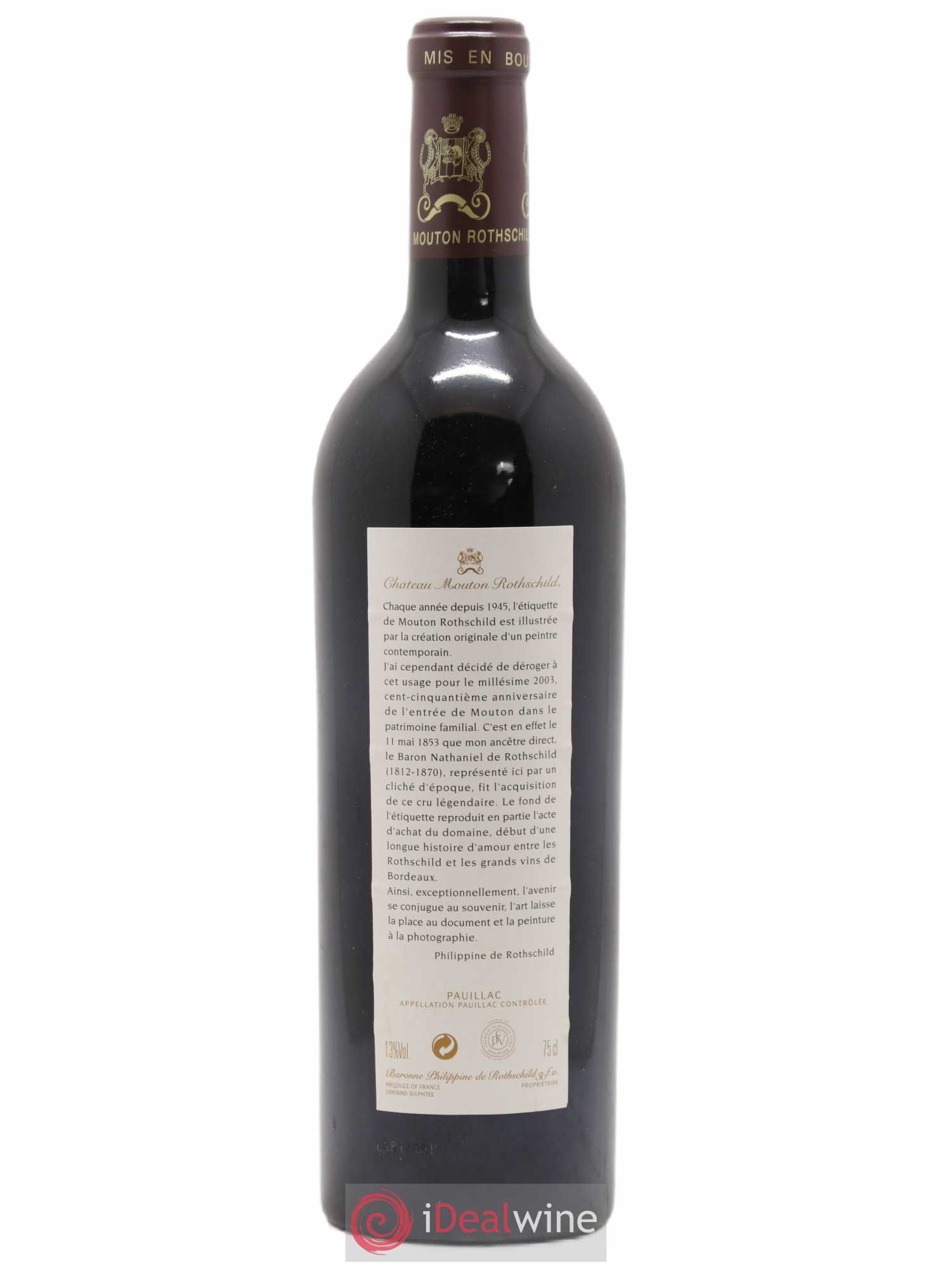 Château Mouton Rothschild 1er Grand Cru Classé 2003 - Lot de 1 bouteille - 1