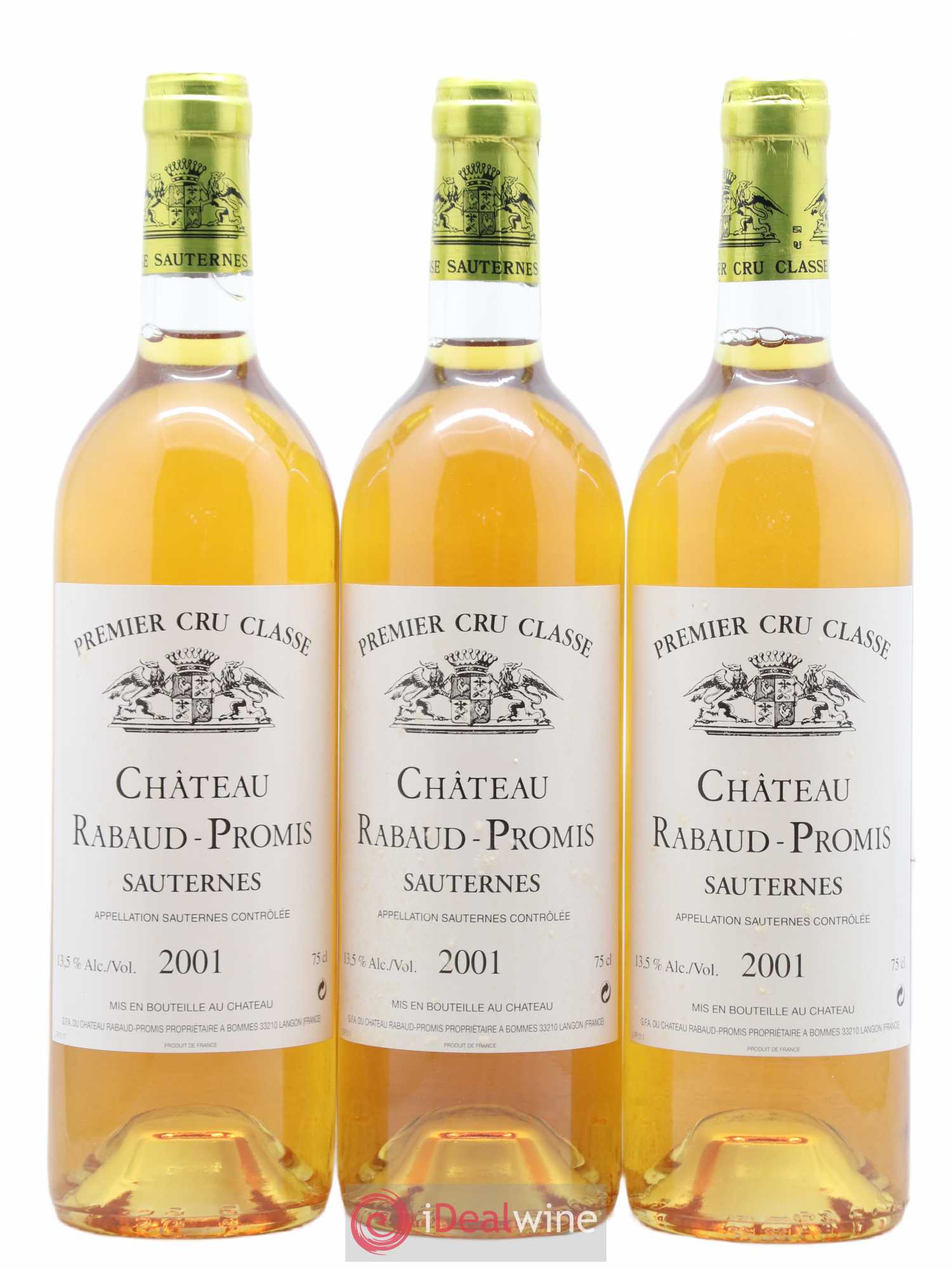 Château Rabaud Promis 1er Grand Cru Classé 2001 - Lotto di 3 bottiglie - 0