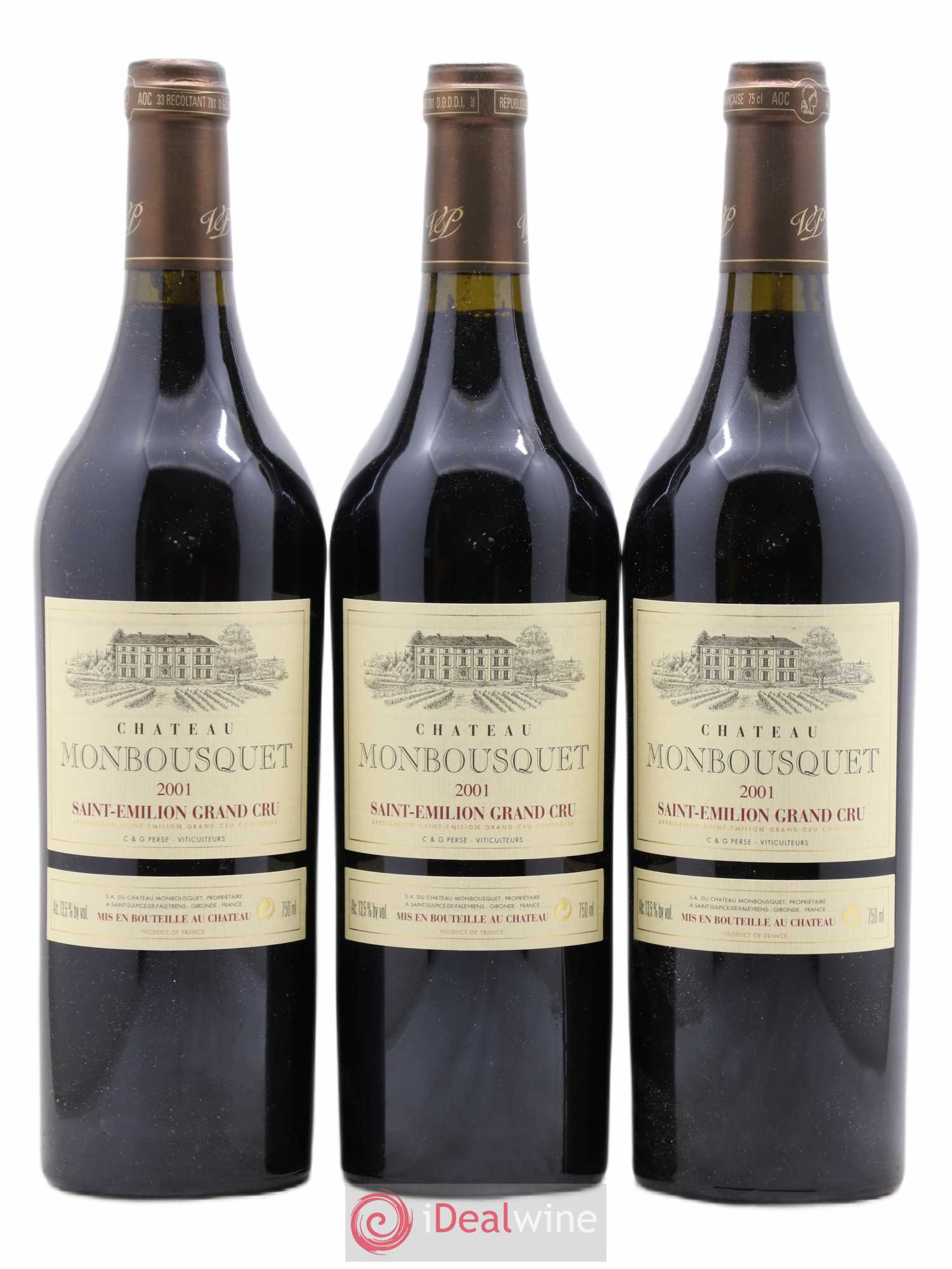 Château Monbousquet Grand Cru Classé 2001 - Lot de 3 bouteilles - 0