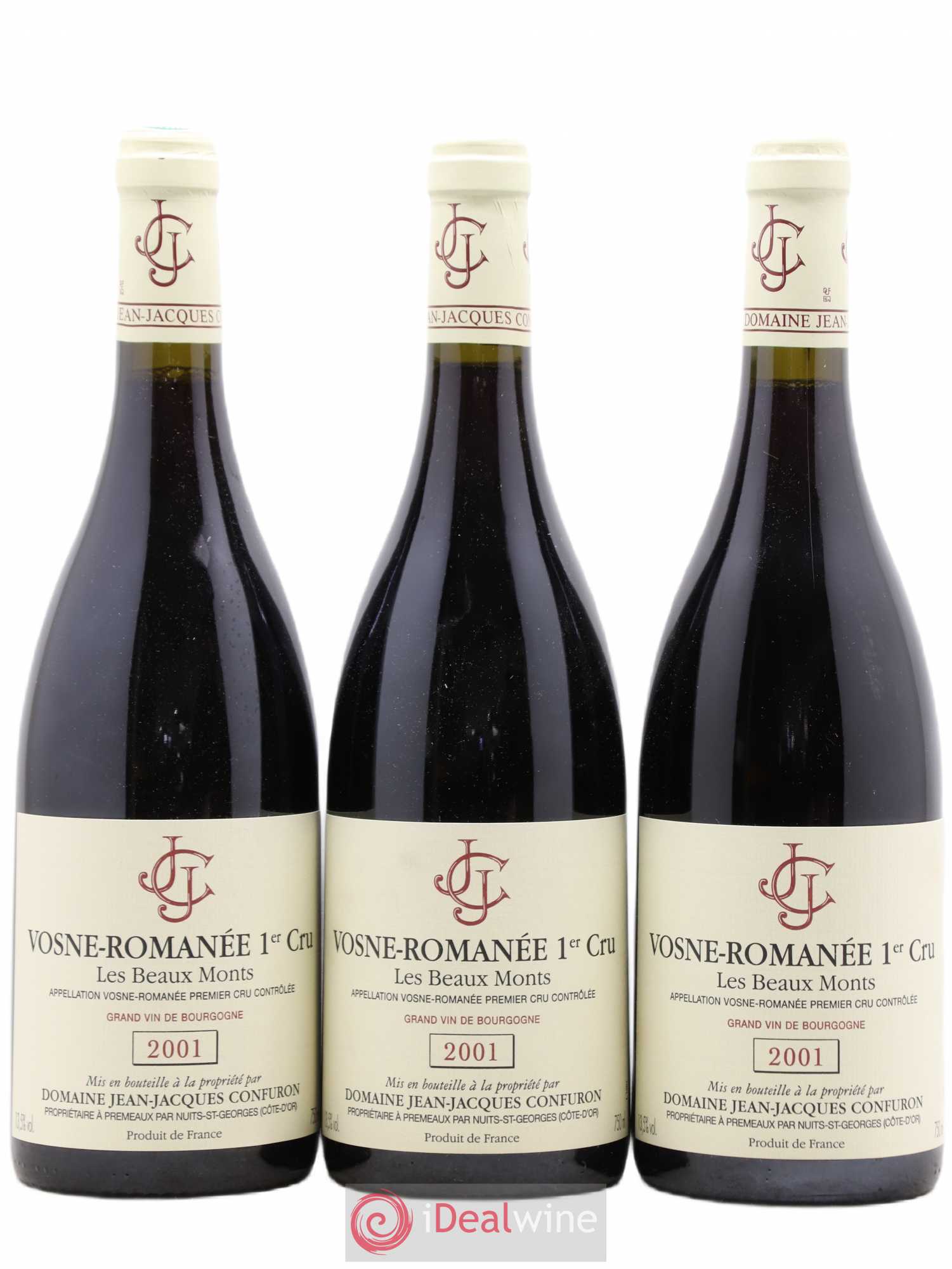 Vosne-Romanée 1er Cru Les Beaux Monts Jean-Jacques Confuron 2001 - Lot de 3 bouteilles - 0