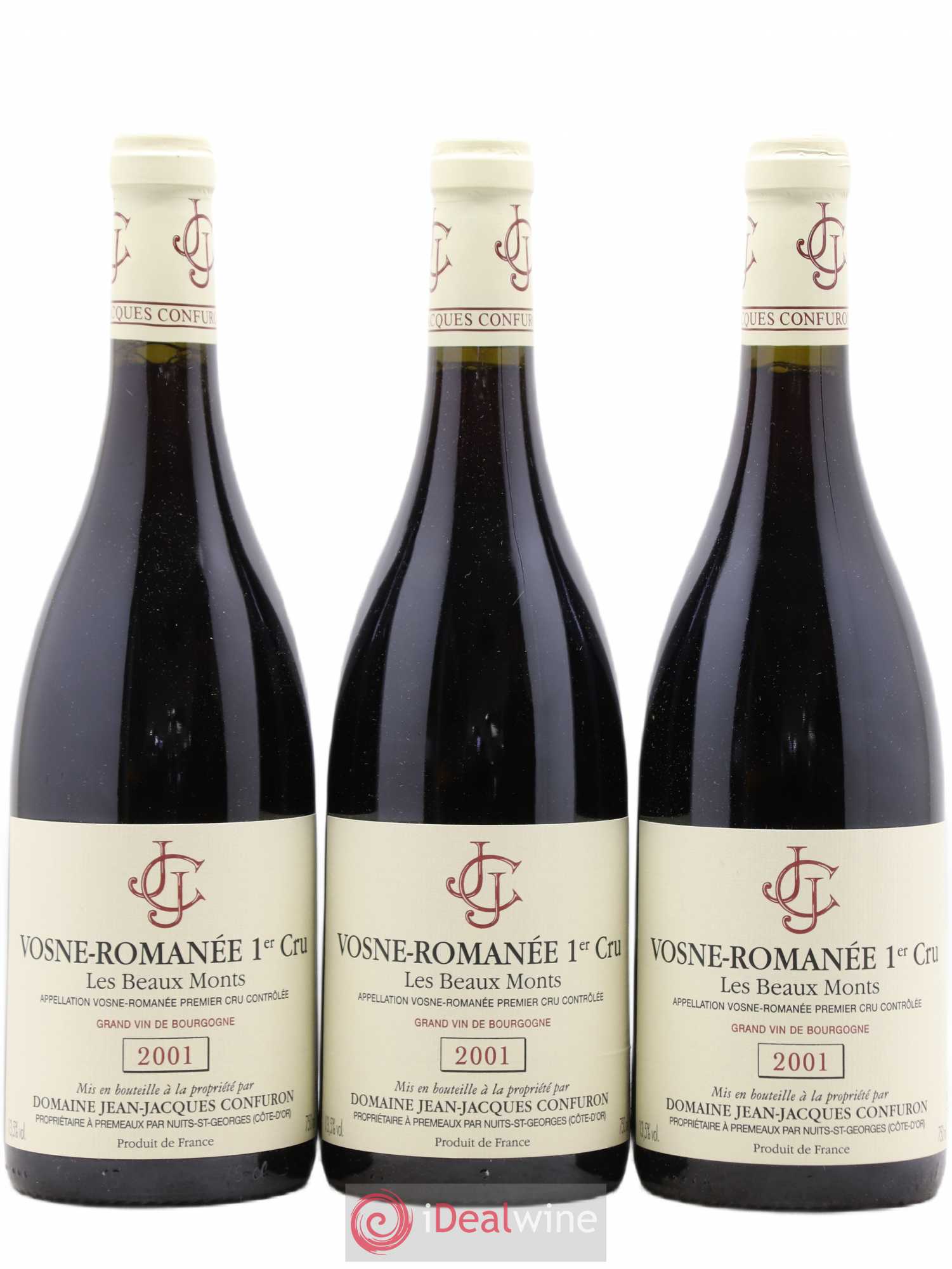 Vosne-Romanée 1er Cru Les Beaux Monts Jean-Jacques Confuron 2001 - Lot de 3 bouteilles - 0