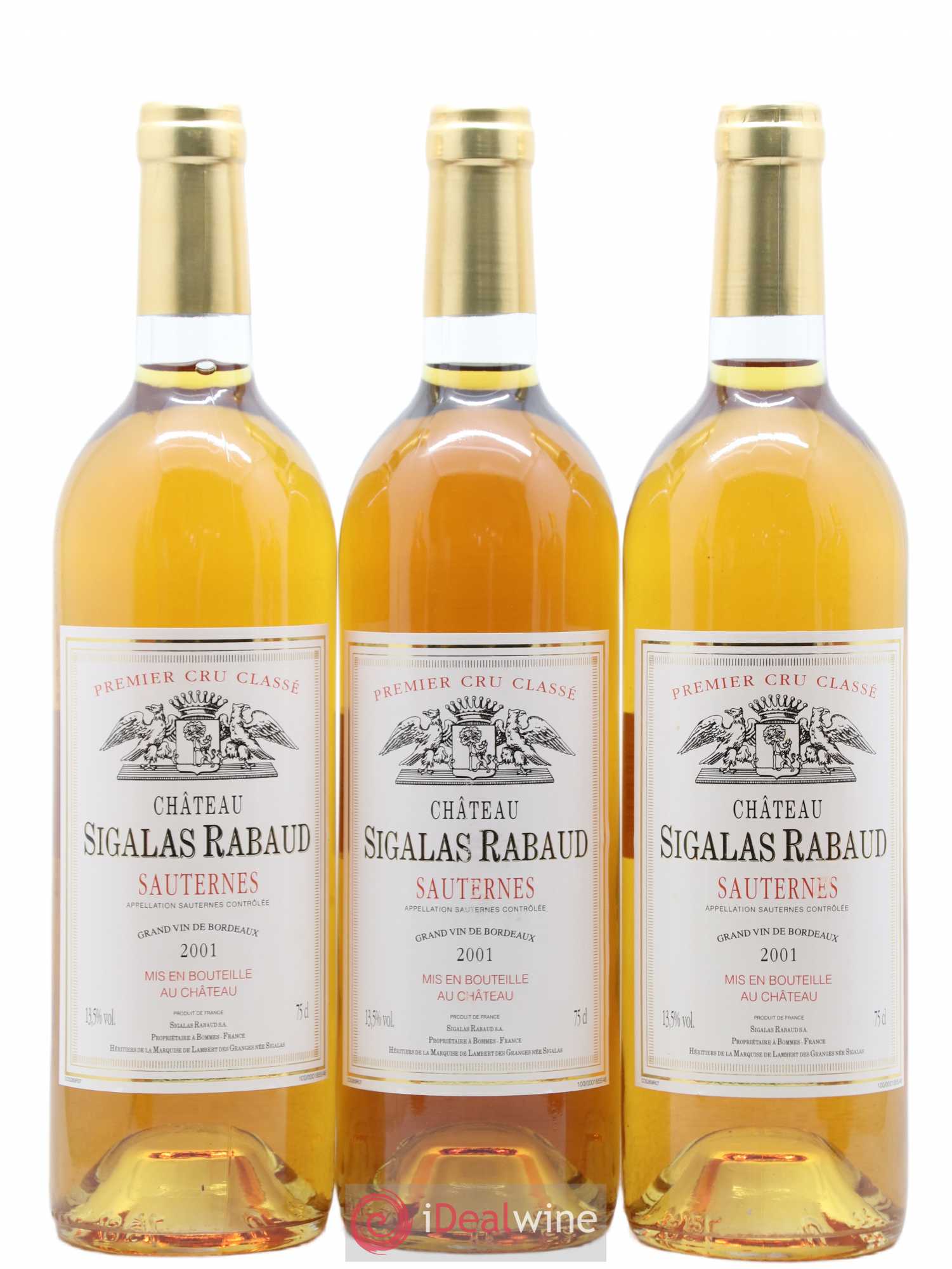 Château Sigalas Rabaud 1er Grand Cru Classé 2001 - Lot de 6 bouteilles - 1