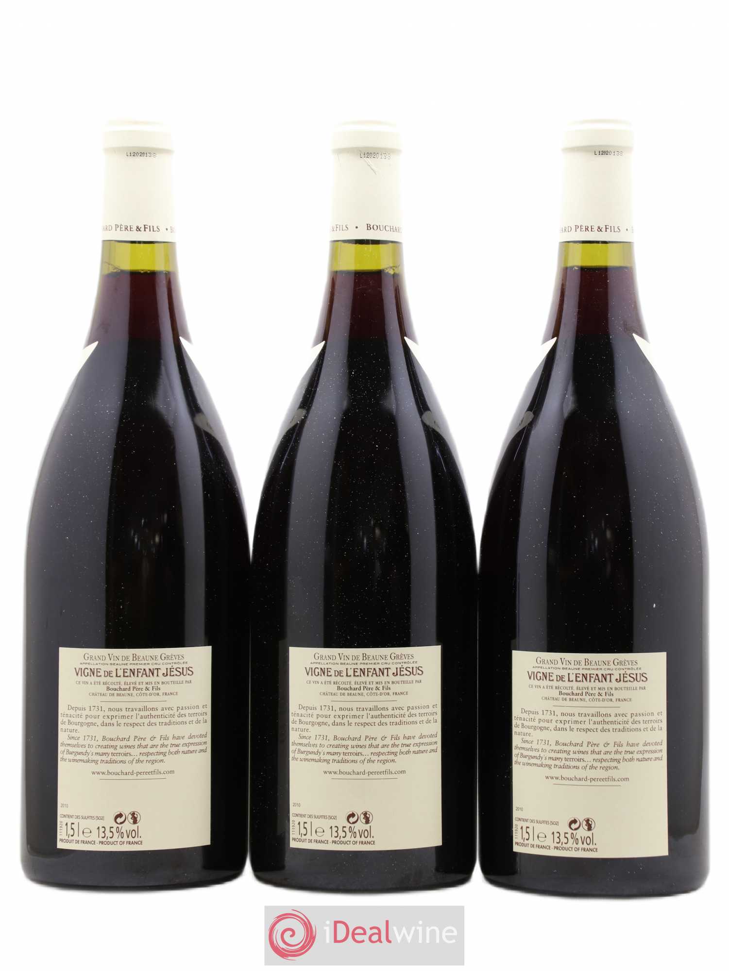 Beaune 1er Cru Grèves - Vigne de l'Enfant Jésus Bouchard Père & Fils 2010 - Lot de 3 magnums - 1