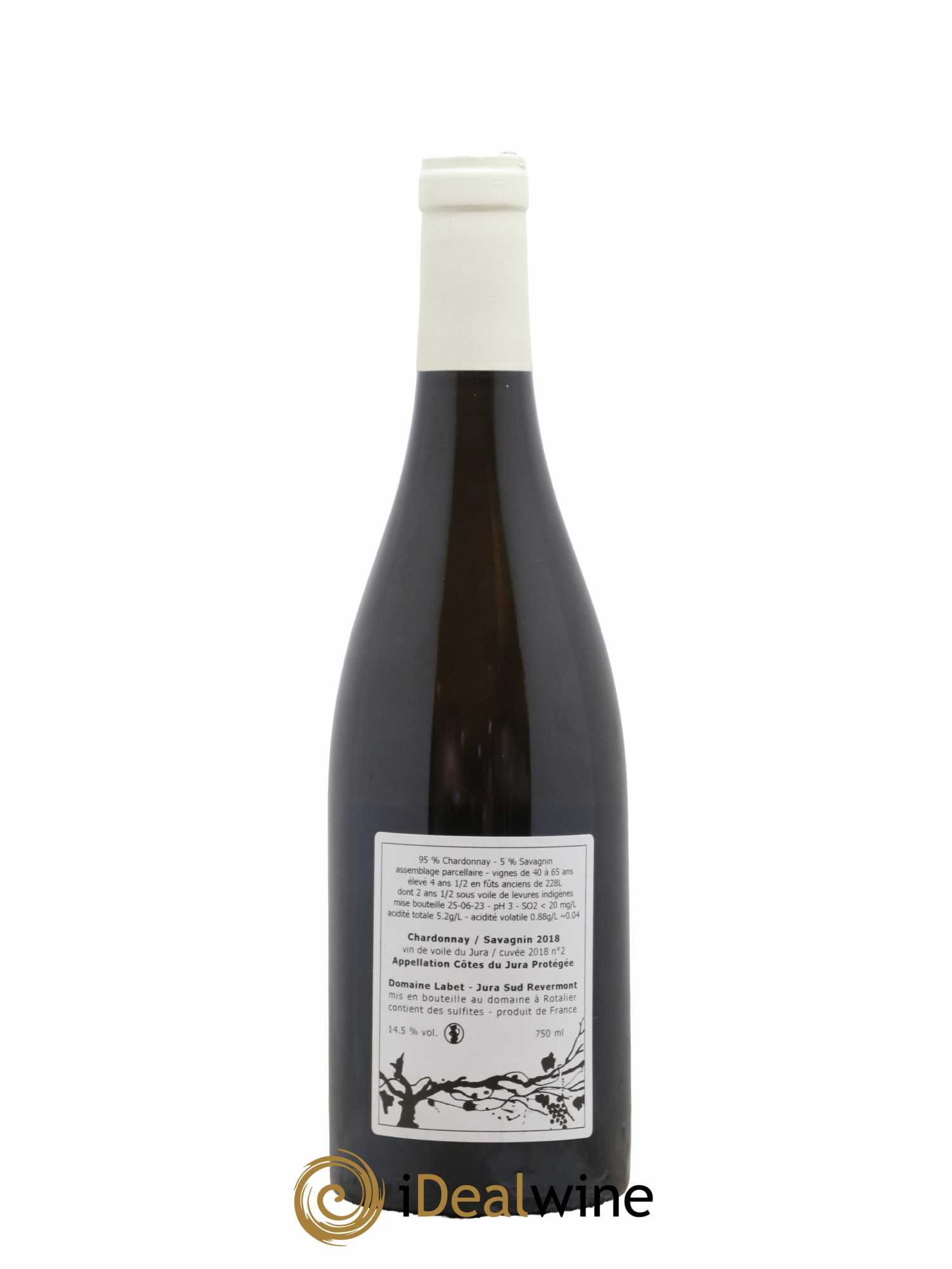 Côtes du Jura Vin de Voile Chardonnay-Savagnin cuvée de garde Romain - Julien - Charline Labet cuvée n°2 2018 - Lot de 1 bouteille - 1