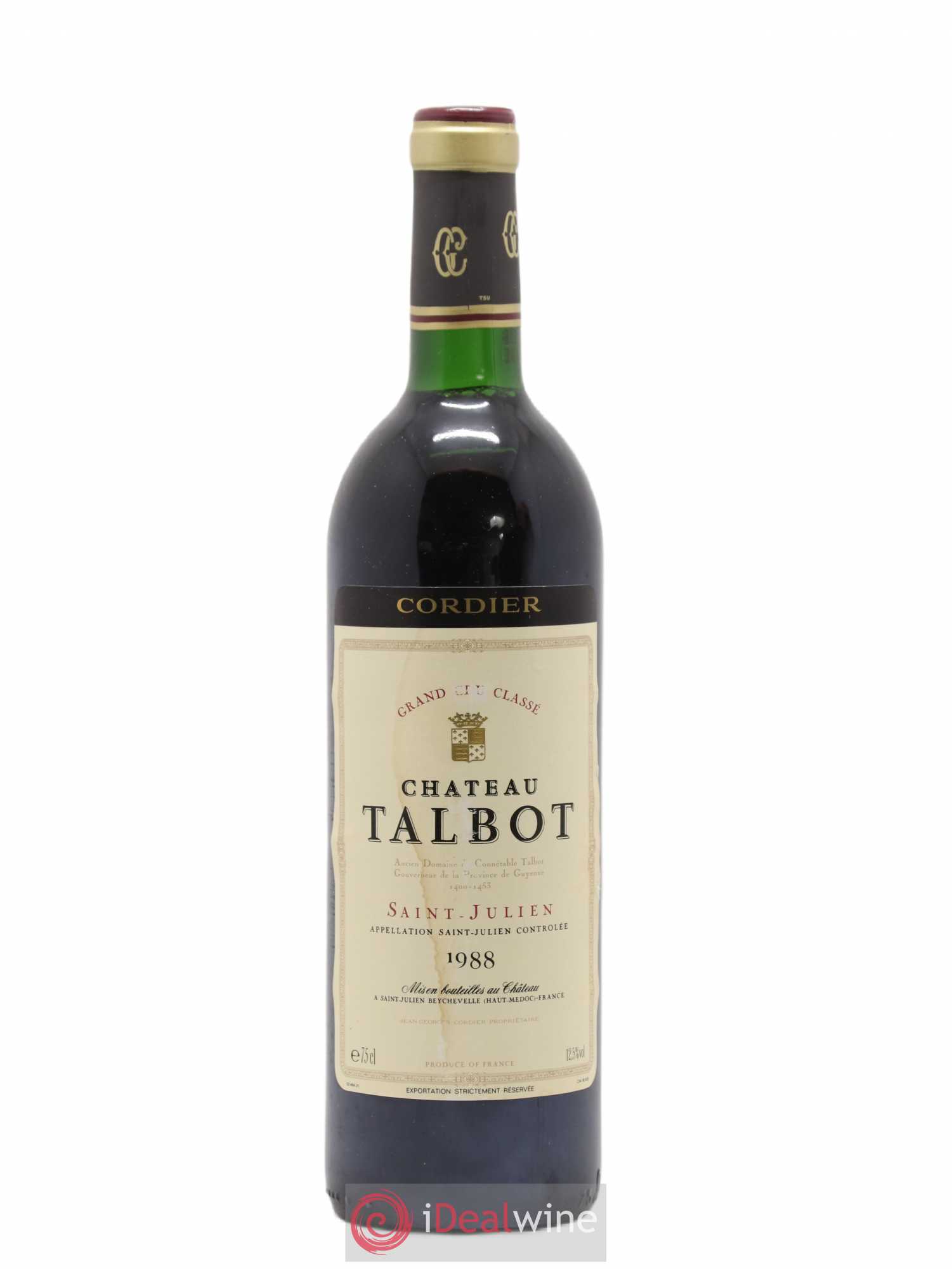 Château Talbot 4ème Grand Cru Classé 1988 - Lot de 1 bouteille - 0