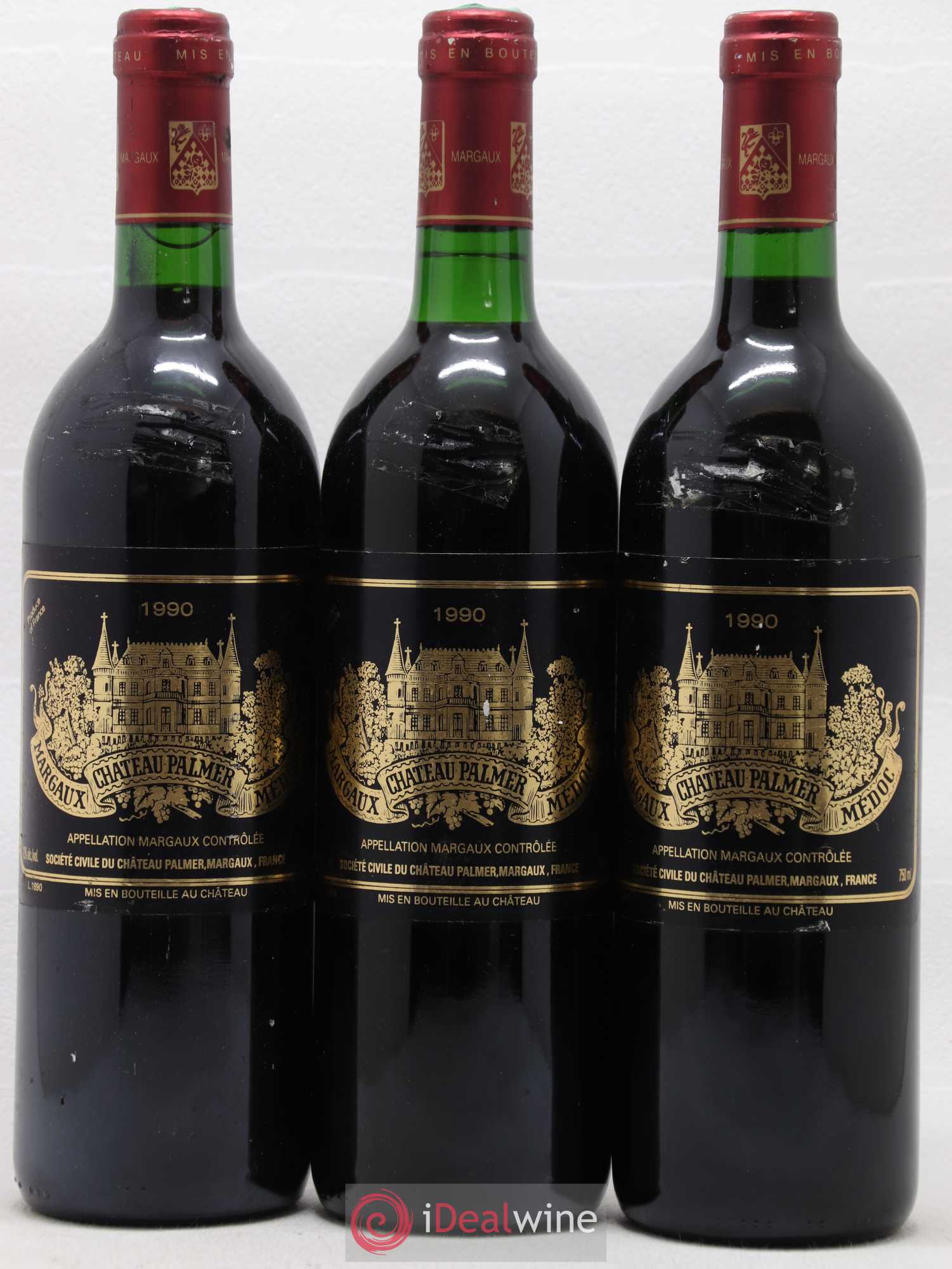 Château Palmer 3ème Grand Cru Classé 1990 - Lot de 3 bouteilles - 0