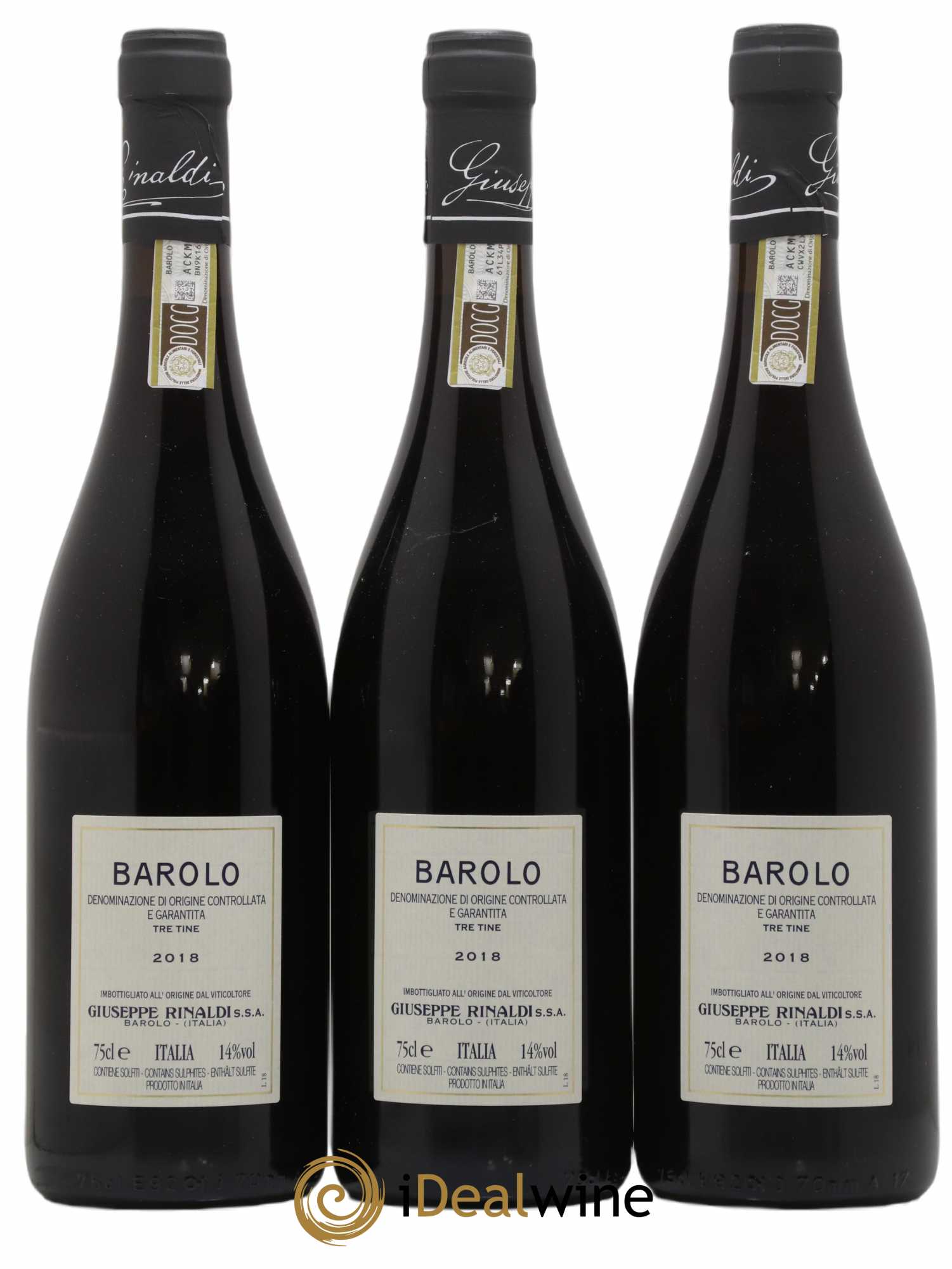 Barolo DOCG Tre Tine Giuseppe Rinaldi 2018 - Lot of 3 bottles - 1