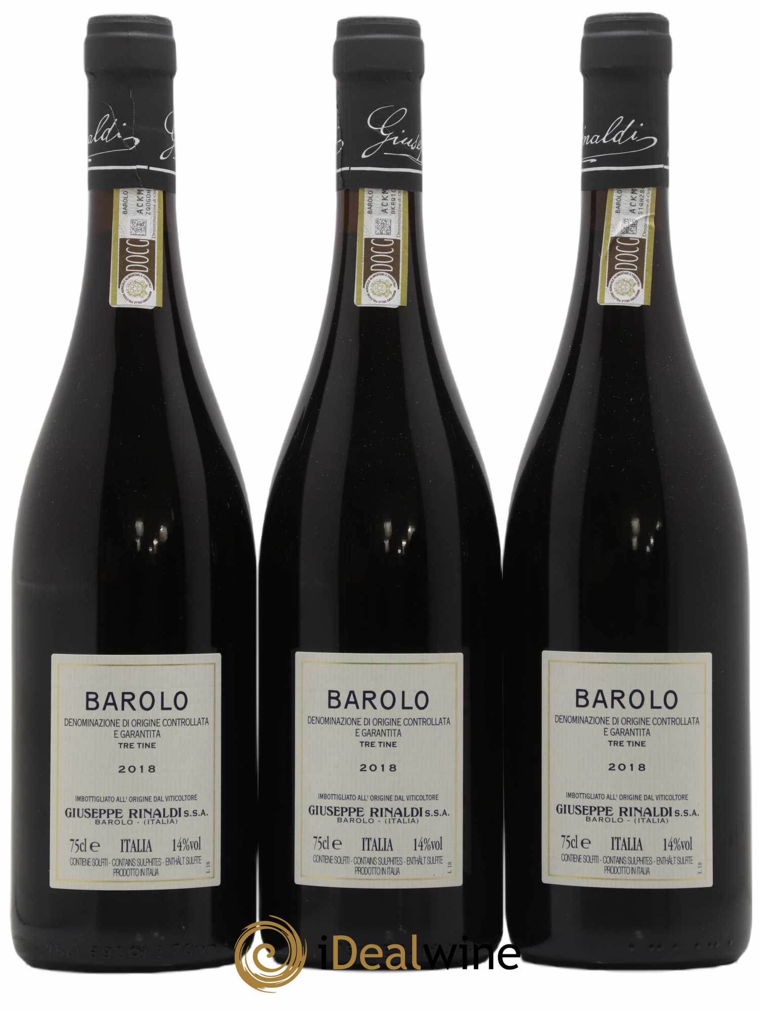 Barolo DOCG Tre Tine Giuseppe Rinaldi 2018 - Lot of 3 bottles - 1