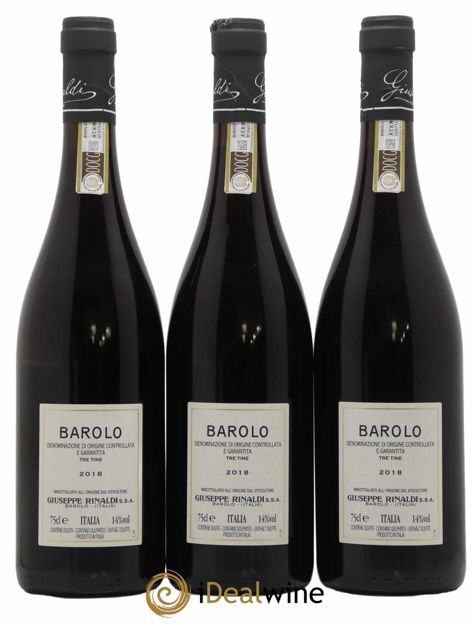Barolo DOCG Tre Tine Giuseppe Rinaldi 2018 - Lot of 3 bottles - 1