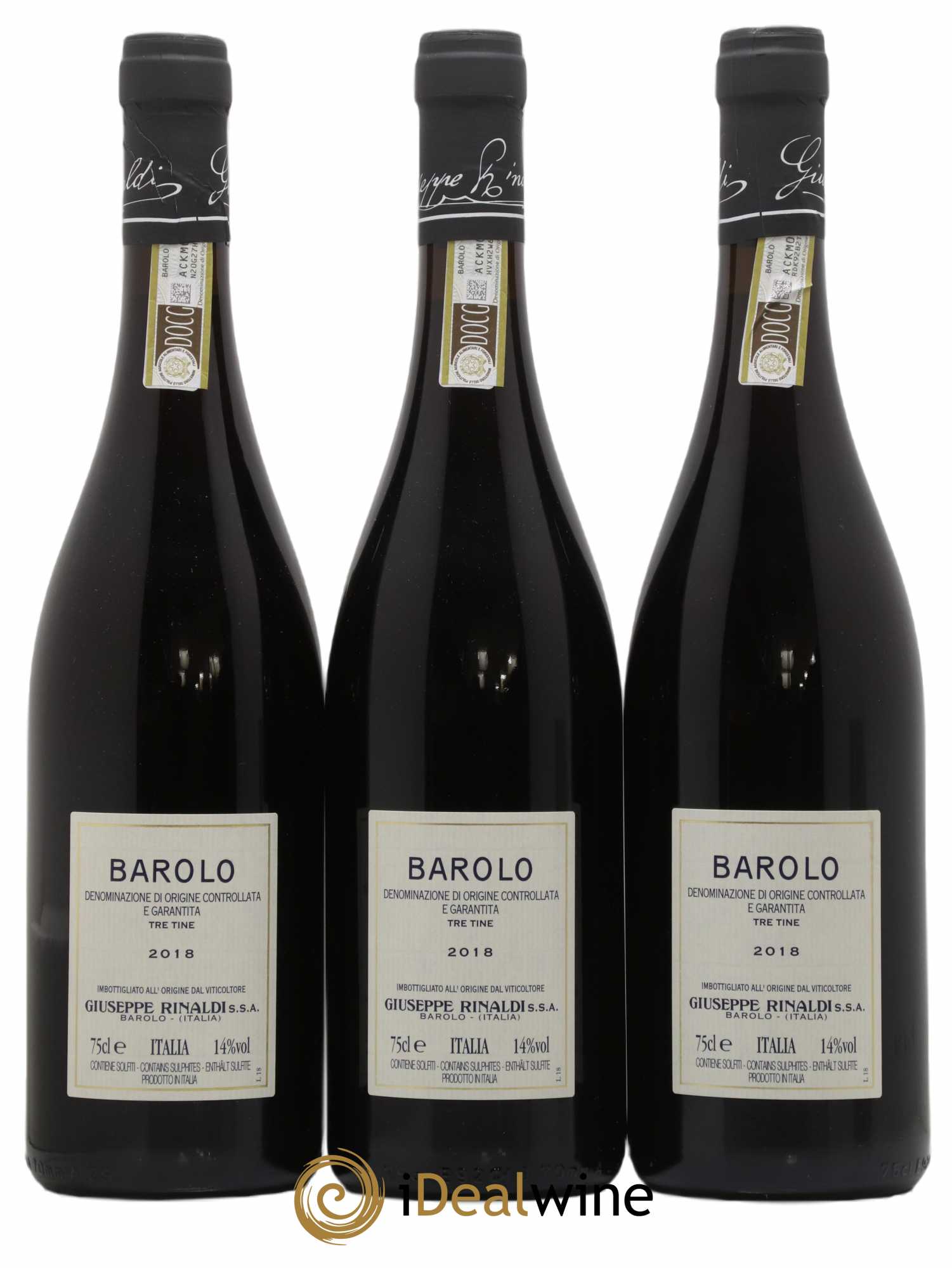 Barolo DOCG Tre Tine Giuseppe Rinaldi 2018 - Lot of 3 bottles - 1