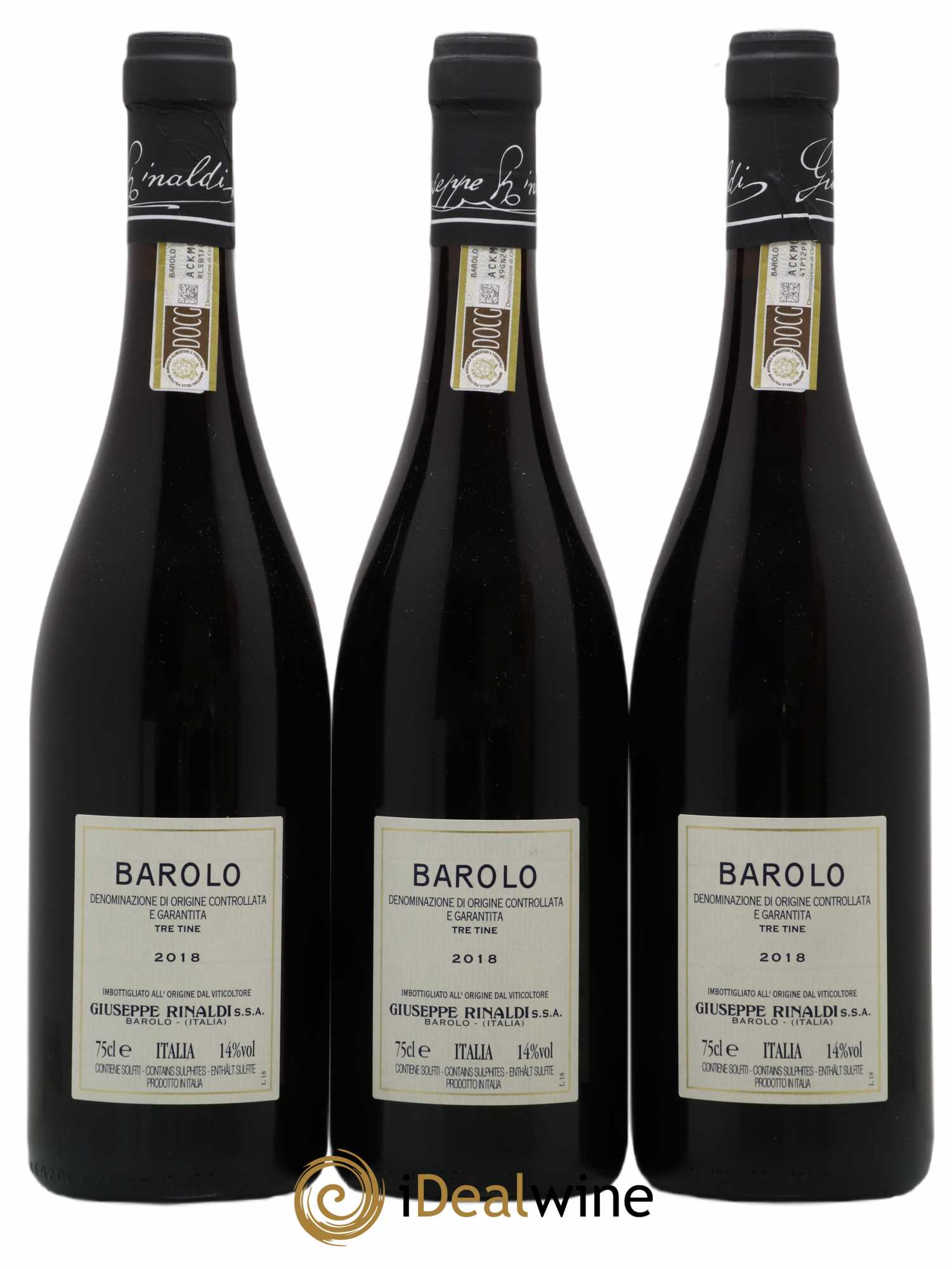 Barolo DOCG Tre Tine Giuseppe Rinaldi 2018 - Lot de 3 bouteilles - 1