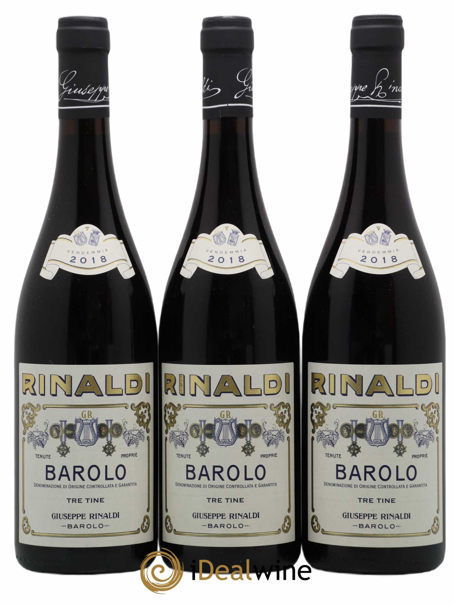 Barolo DOCG Tre Tine Giuseppe Rinaldi 2018 - Lot de 3 bouteilles - 0