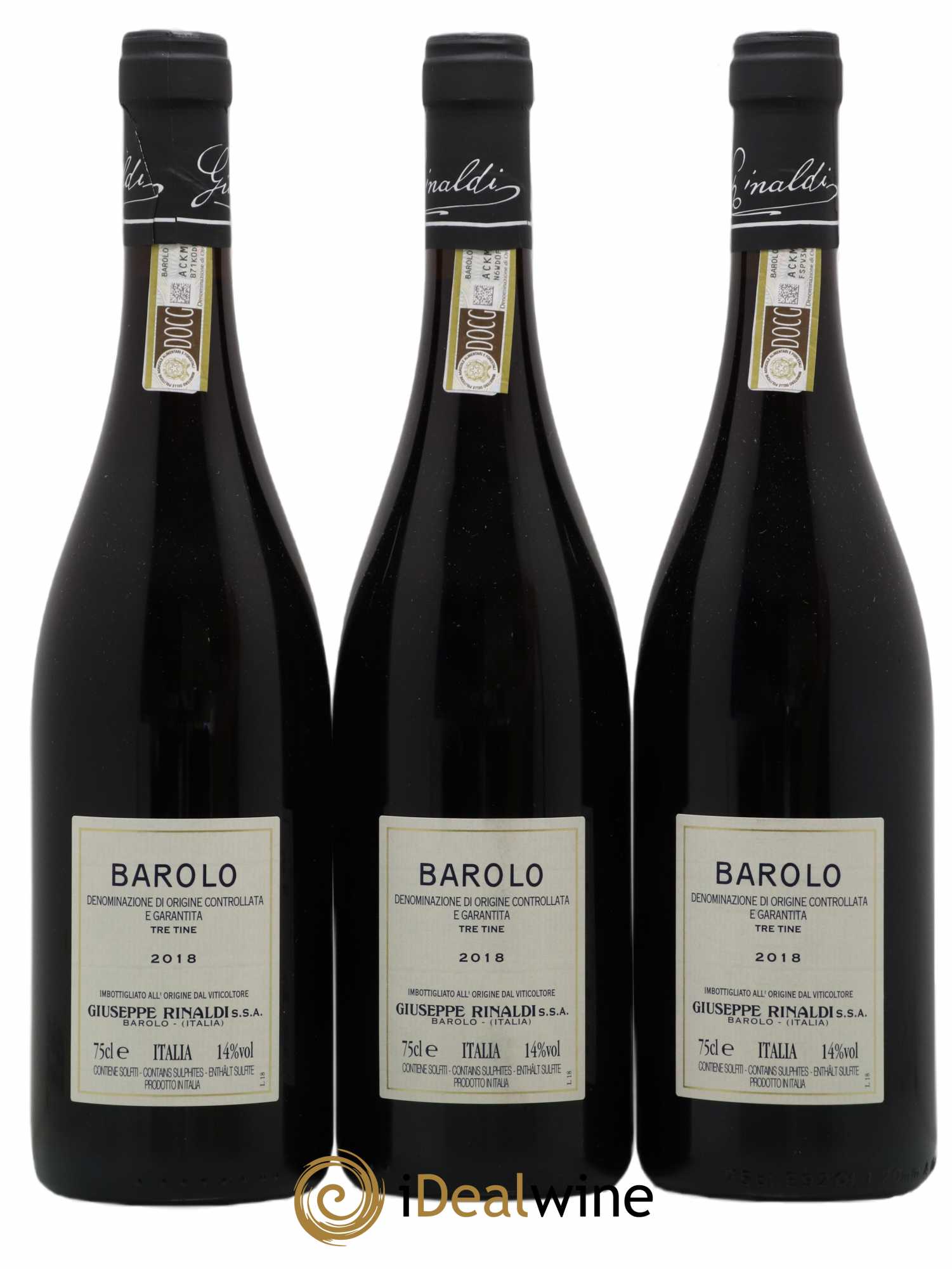 Barolo DOCG Tre Tine Giuseppe Rinaldi 2018 - Lot de 3 bouteilles - 1