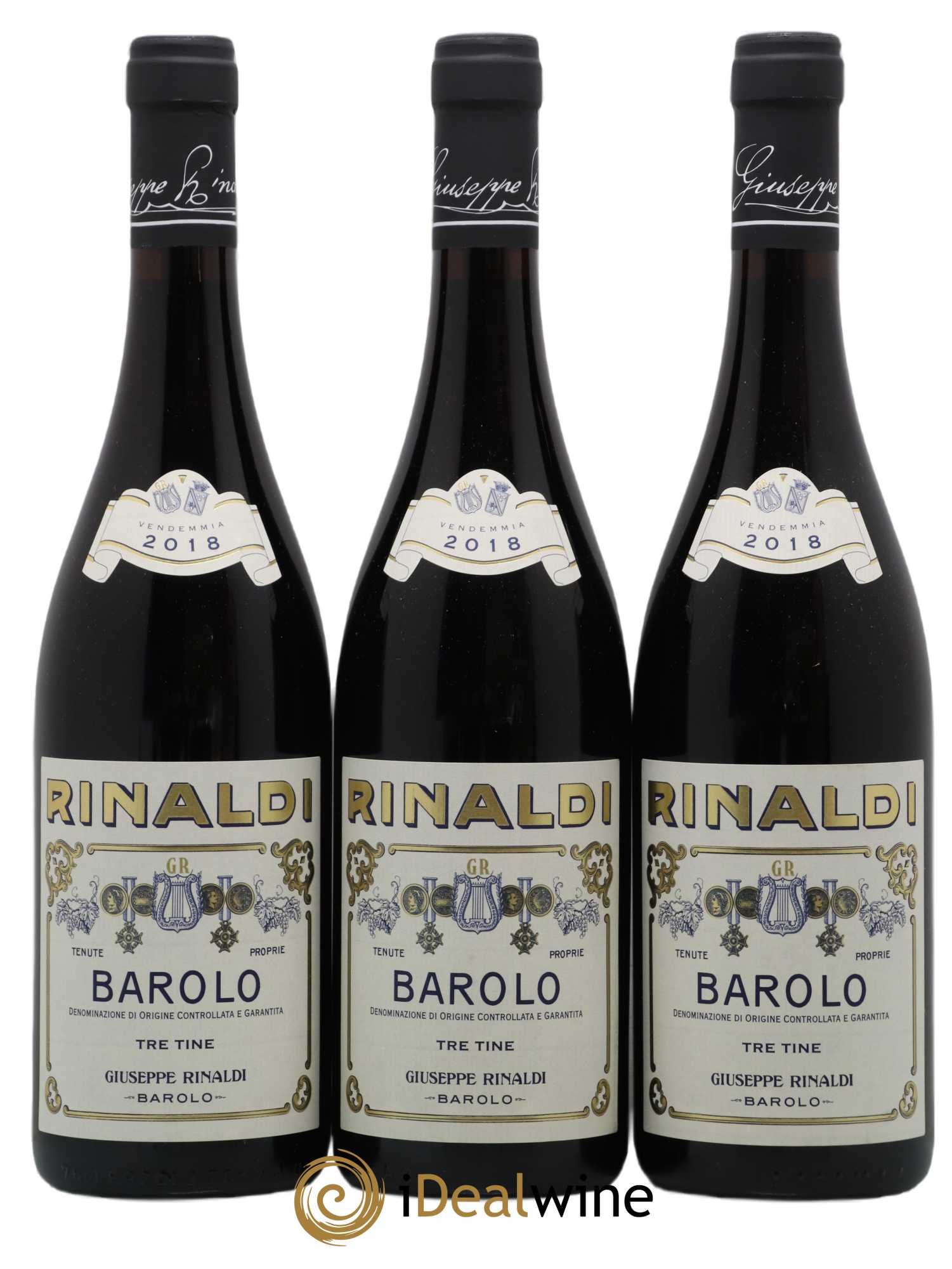 Barolo DOCG Tre Tine Giuseppe Rinaldi 2018 - Lot de 3 bouteilles - 0