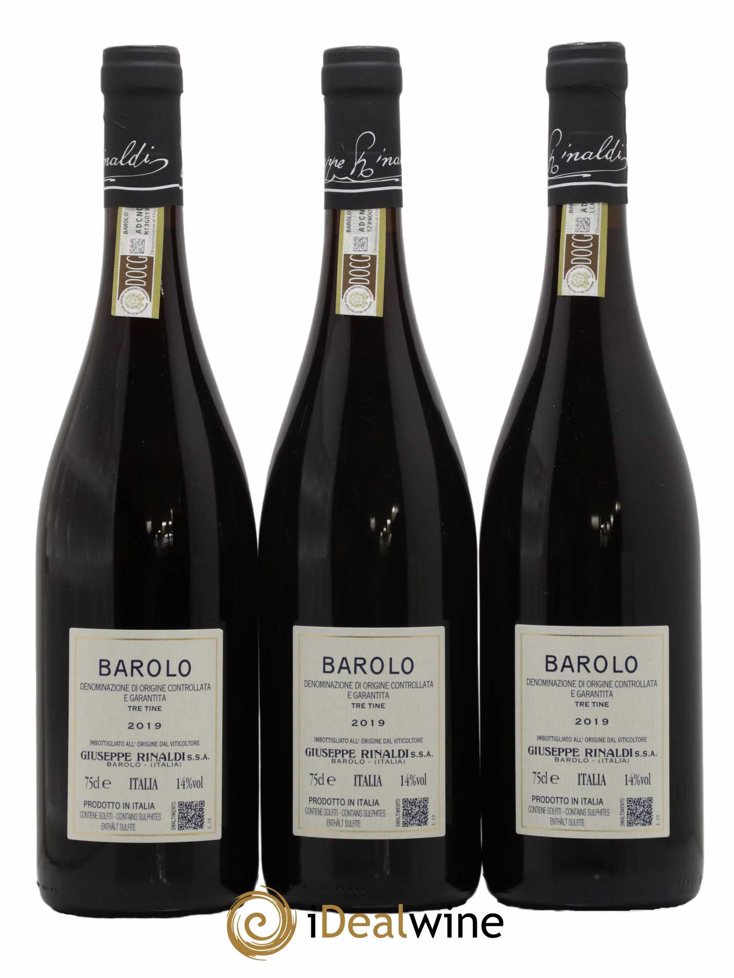 Barolo DOCG Tre Tine Giuseppe Rinaldi 2019 - Lot de 3 bouteilles - 1