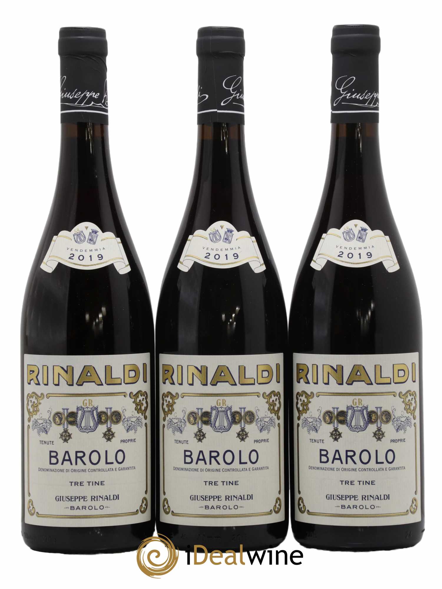Barolo DOCG Tre Tine Giuseppe Rinaldi 2019 - Lot de 3 bouteilles - 0