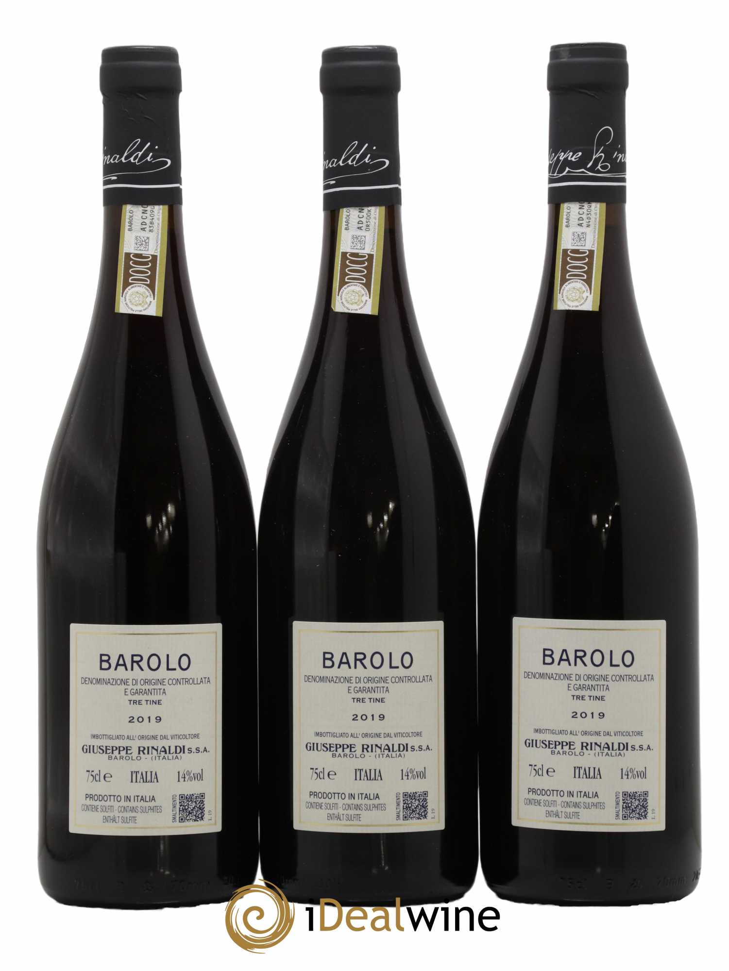 Barolo DOCG Tre Tine Giuseppe Rinaldi 2019 - Lot de 3 bouteilles - 1