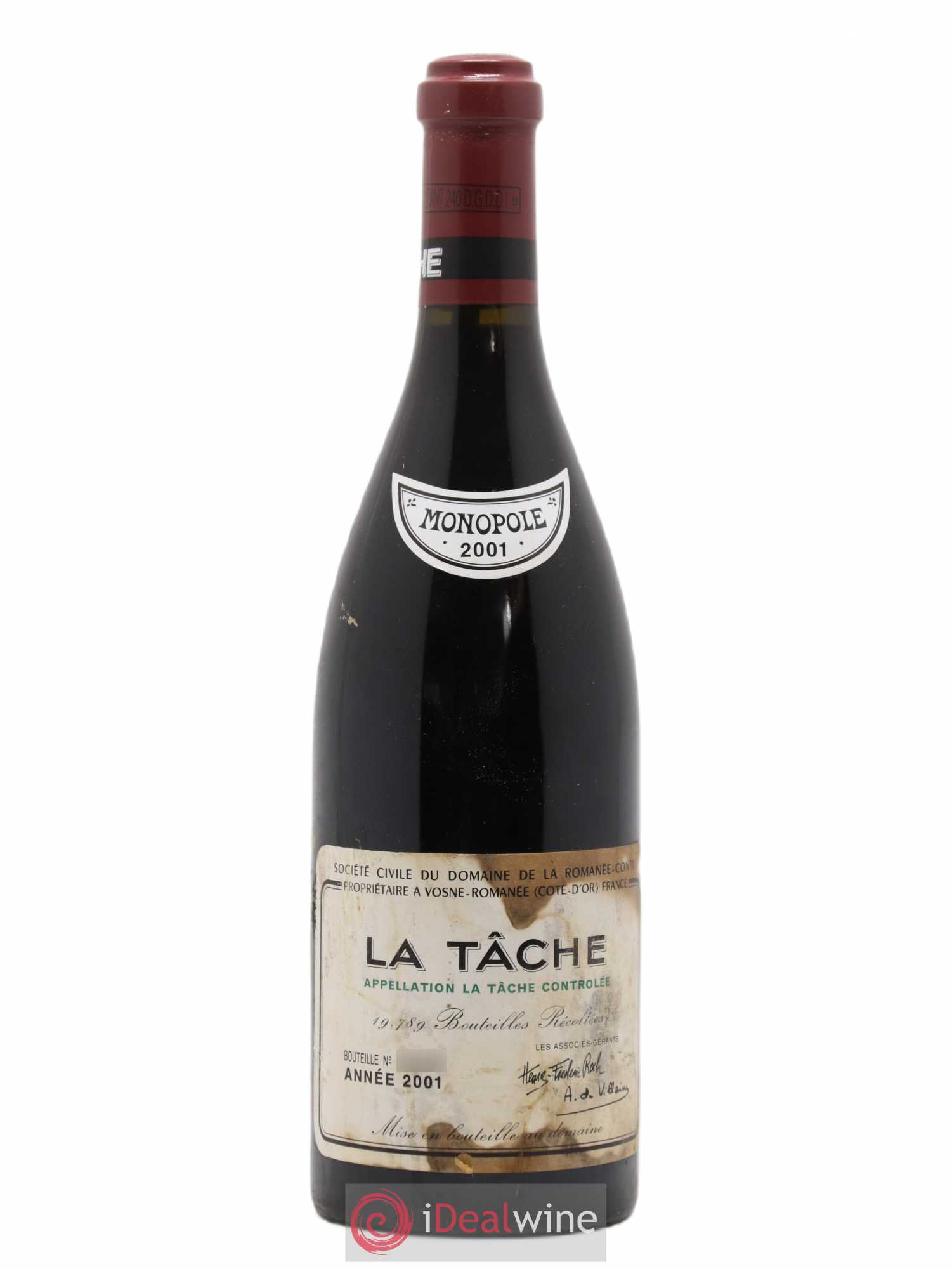 La Tâche Grand Cru Domaine de la Romanée-Conti 2001 - Lot de 1 bouteille - 0