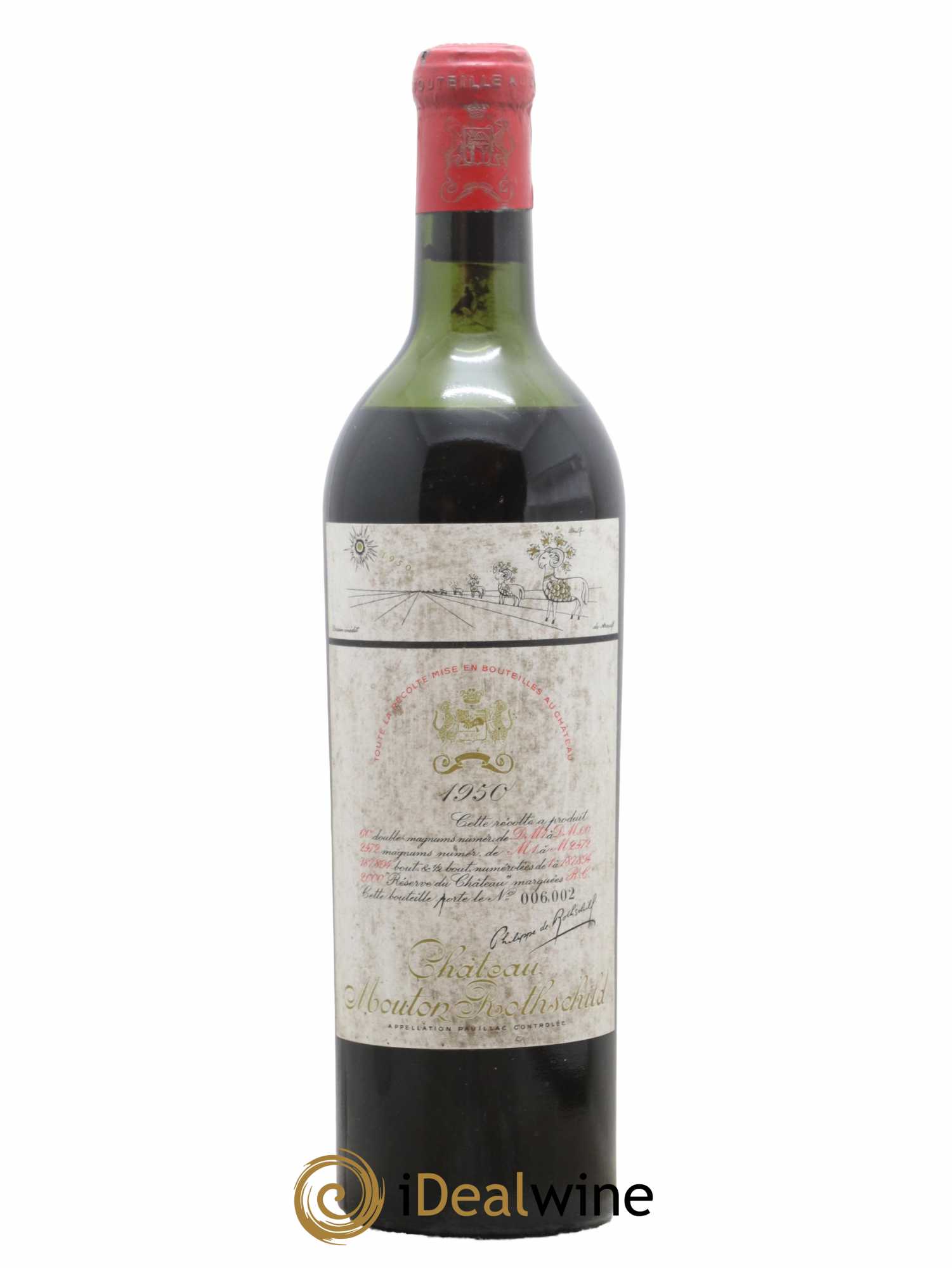 Château Mouton Rothschild 1er Grand Cru Classé 1950 - Lot de 1 bouteille - 0