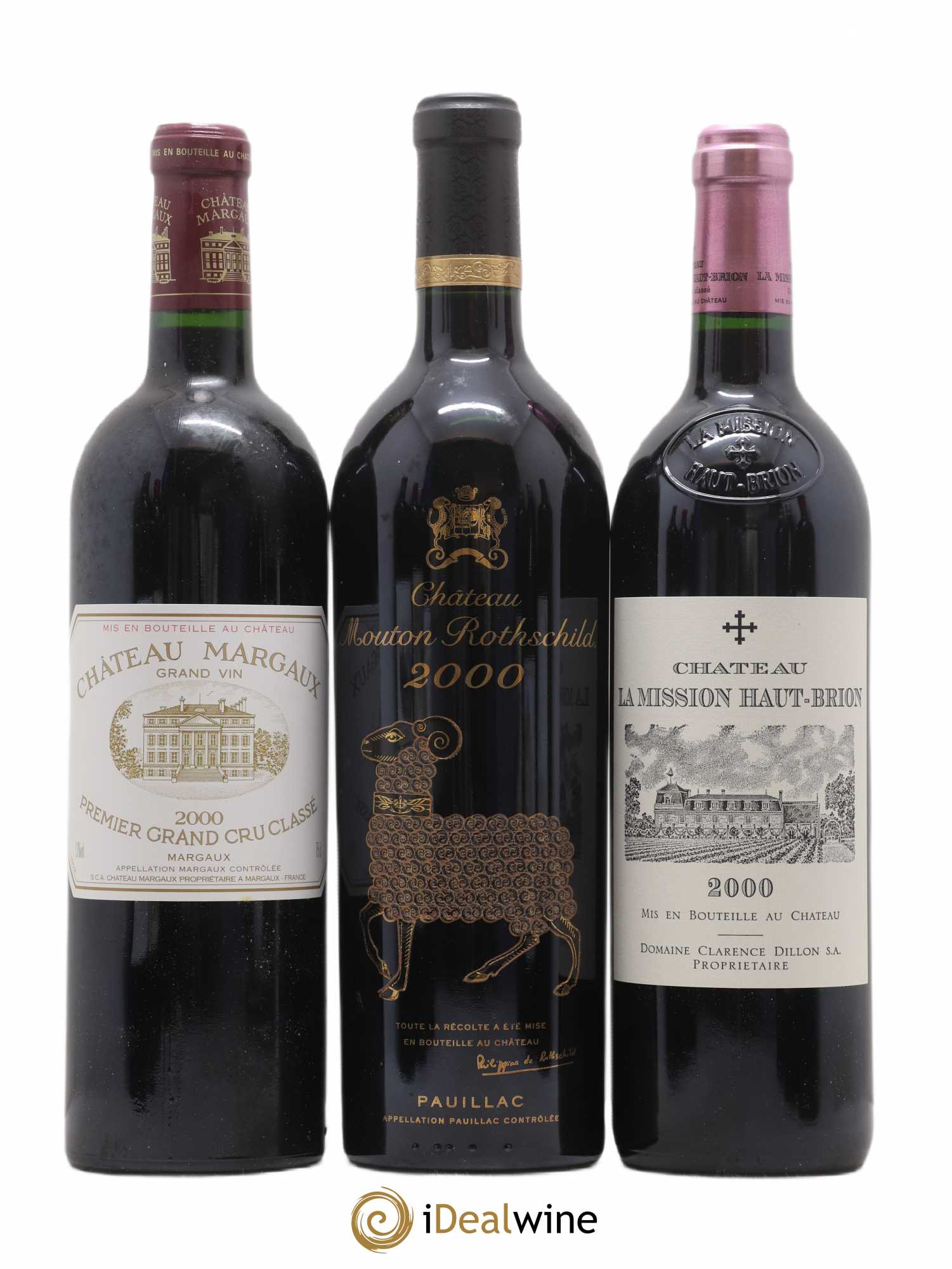 Caisse Duclot 1 Lafite Rothschild - 1 Latour - 1 Cheval Blanc - 1 Margaux - 1 Mouton Rothschild - 1 Petrus - 1 La Mission Haut Brion - 1 Ausone - 1 Haut Brion 2000 - Posten von 9 Flaschen - 3