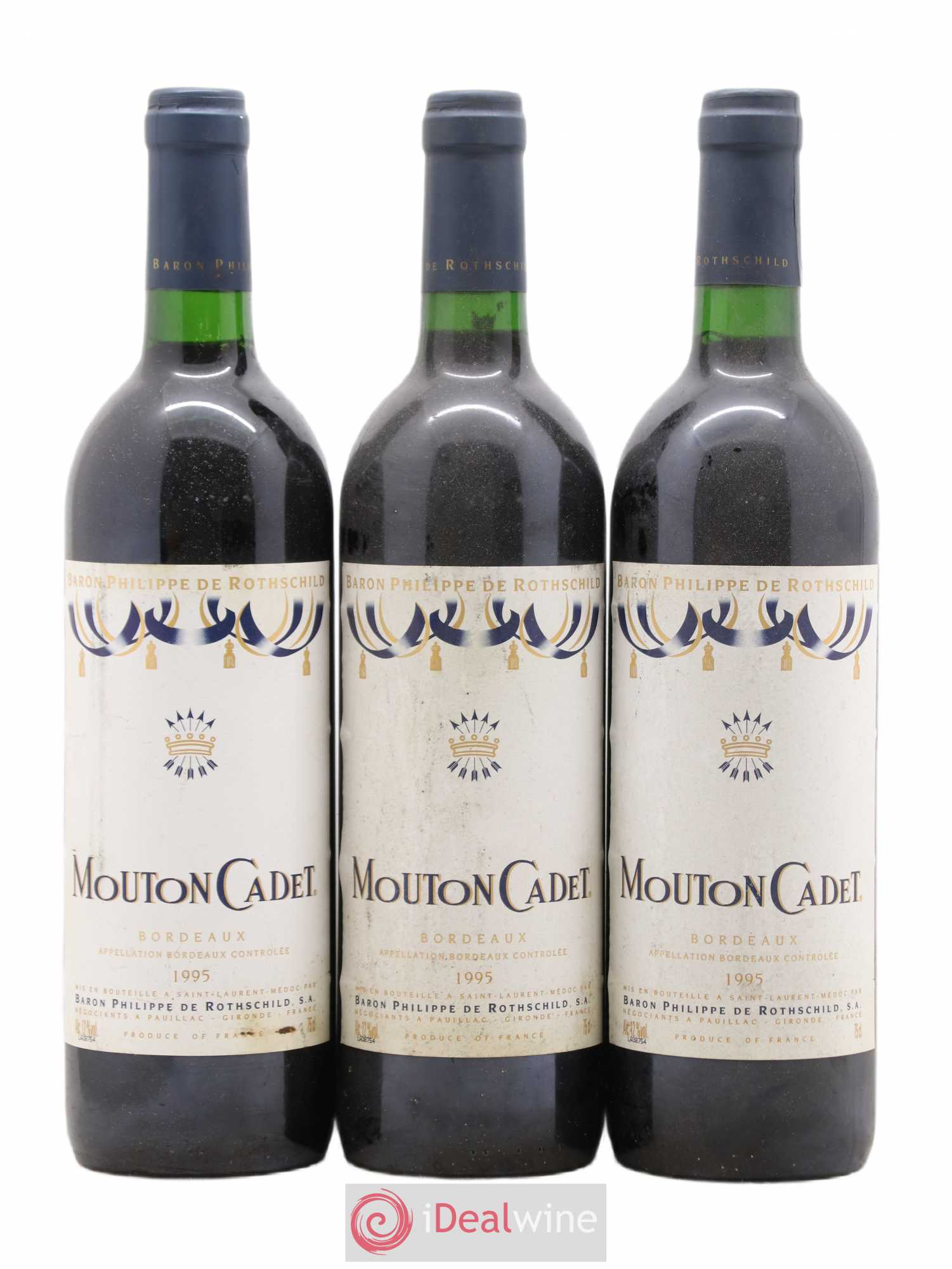 Château Mouton Cadet (sans prix de réserve) 1995 - Lot de 3 bouteilles - 0