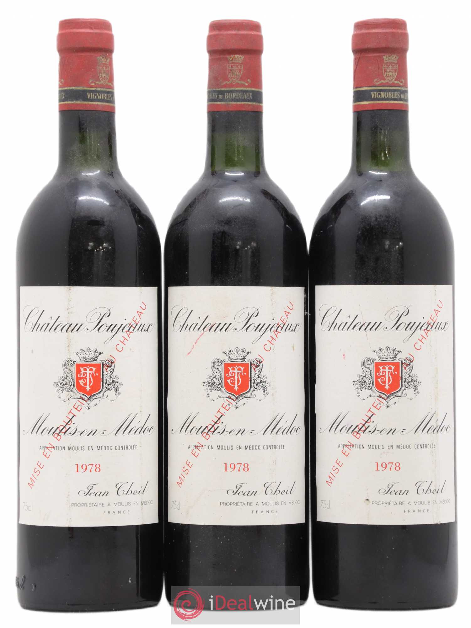 Château Poujeaux 1978 - Lot de 3 bouteilles - 0