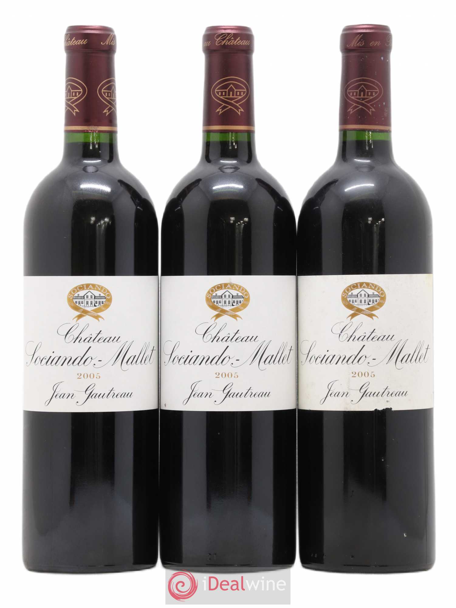 Château Sociando Mallet 2005 - Lot de 3 bouteilles - 0
