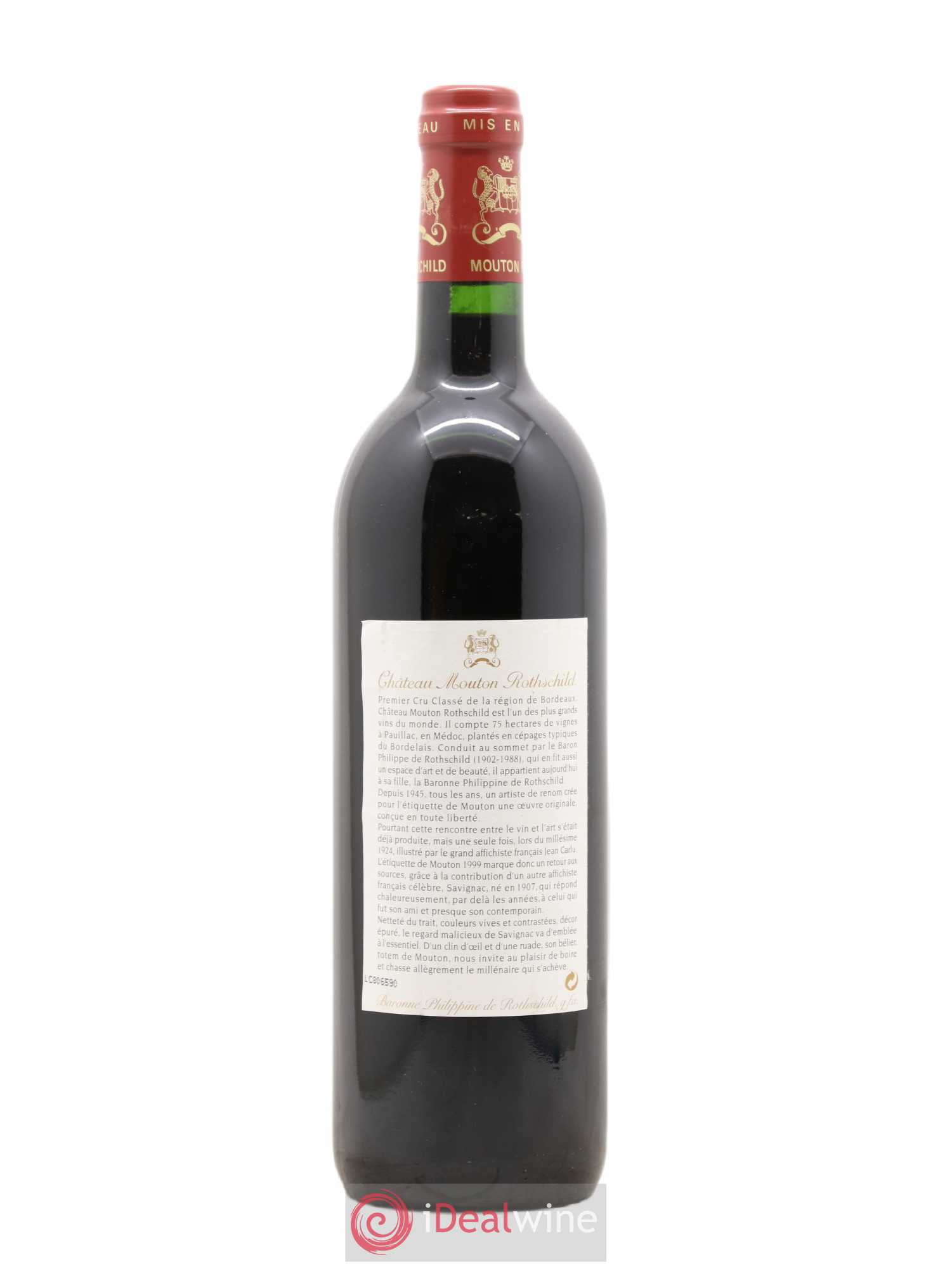 Château Mouton Rothschild 1er Grand Cru Classé 1999 - Lot de 1 bouteille - 1