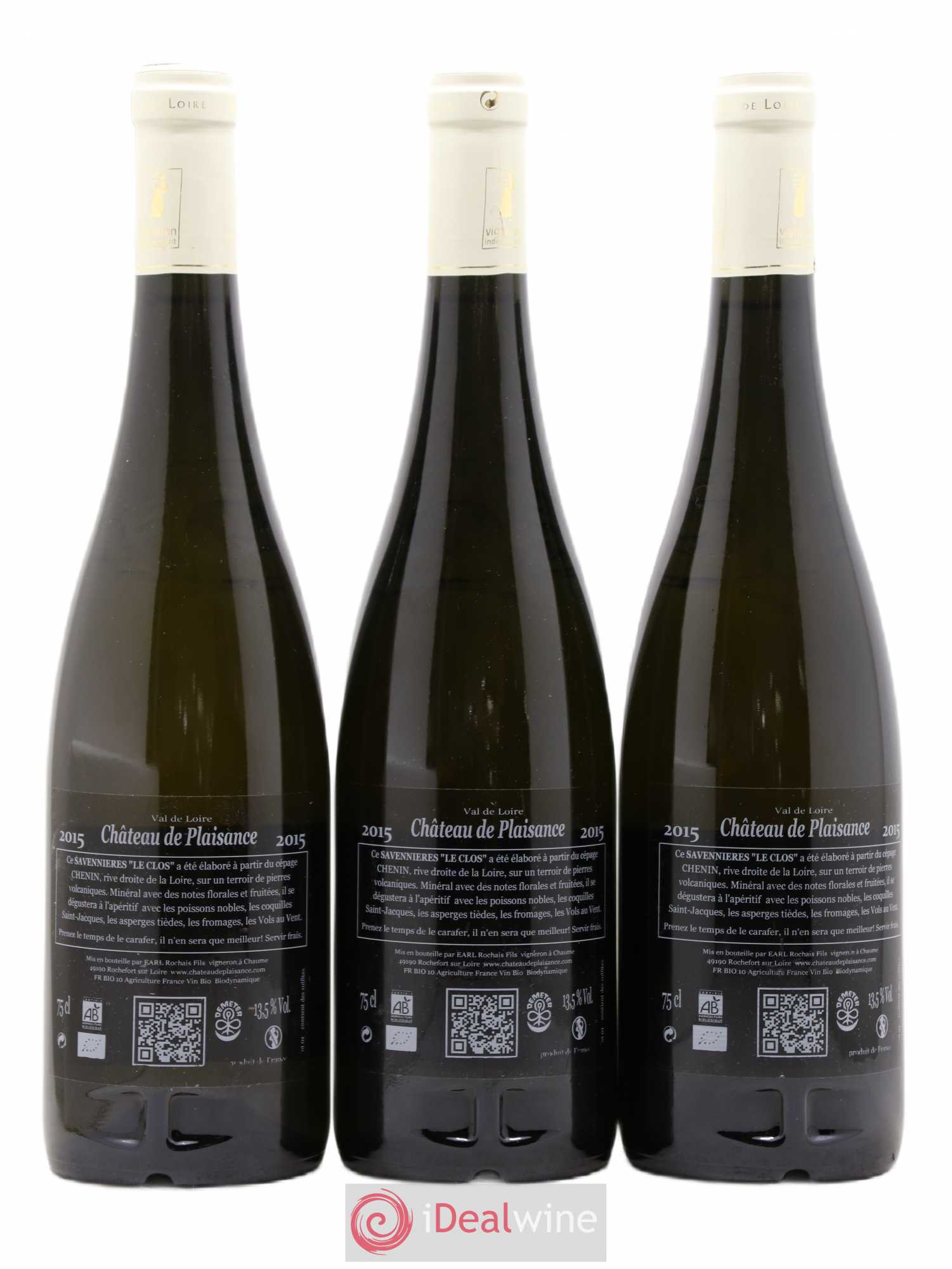 Savennières Le Clos Domaine Du Château De Plaisance 2015 - Posten von 3 Flaschen - 1