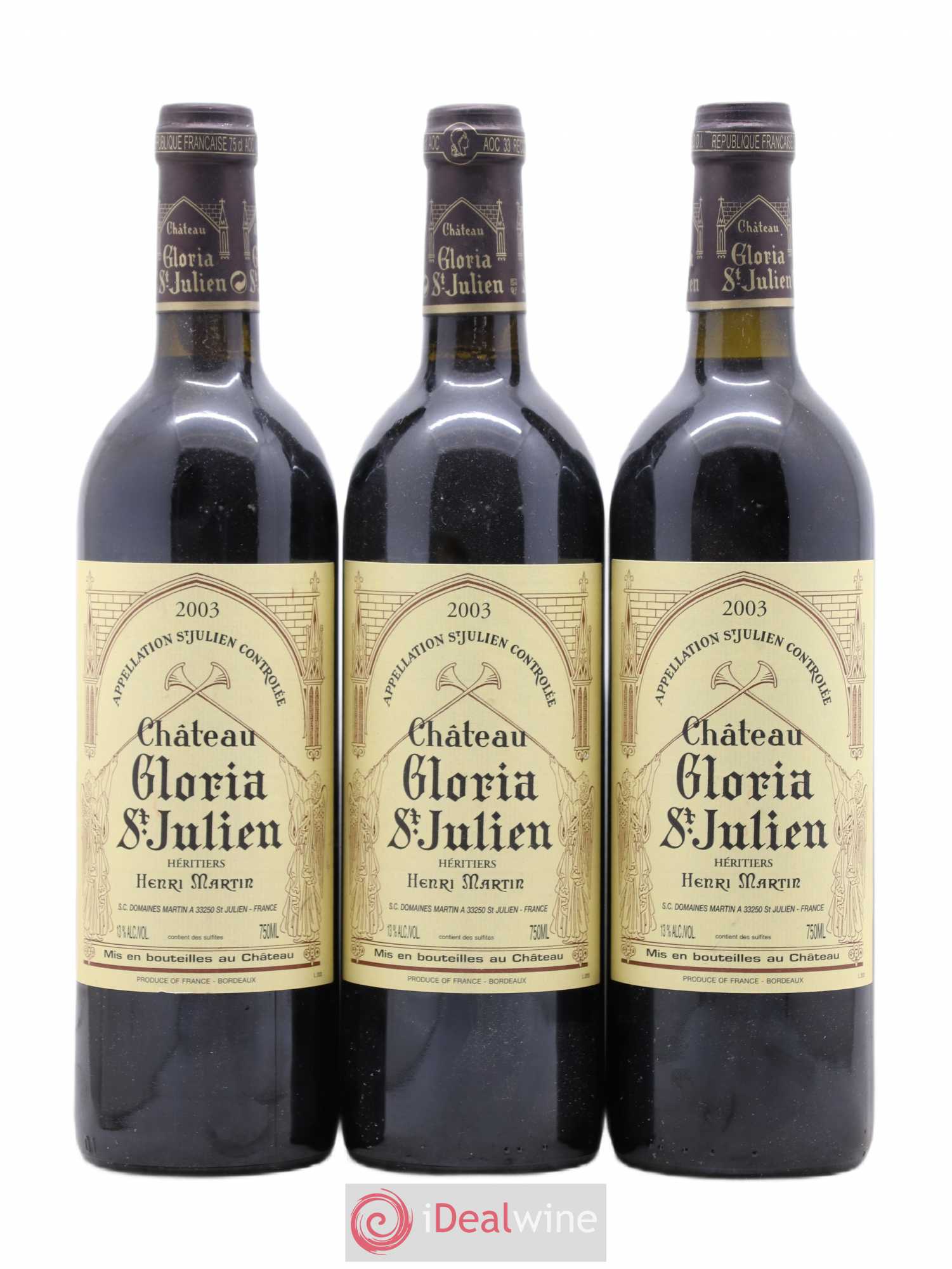 Château Gloria 2003 - Lot de 3 bouteilles - 0