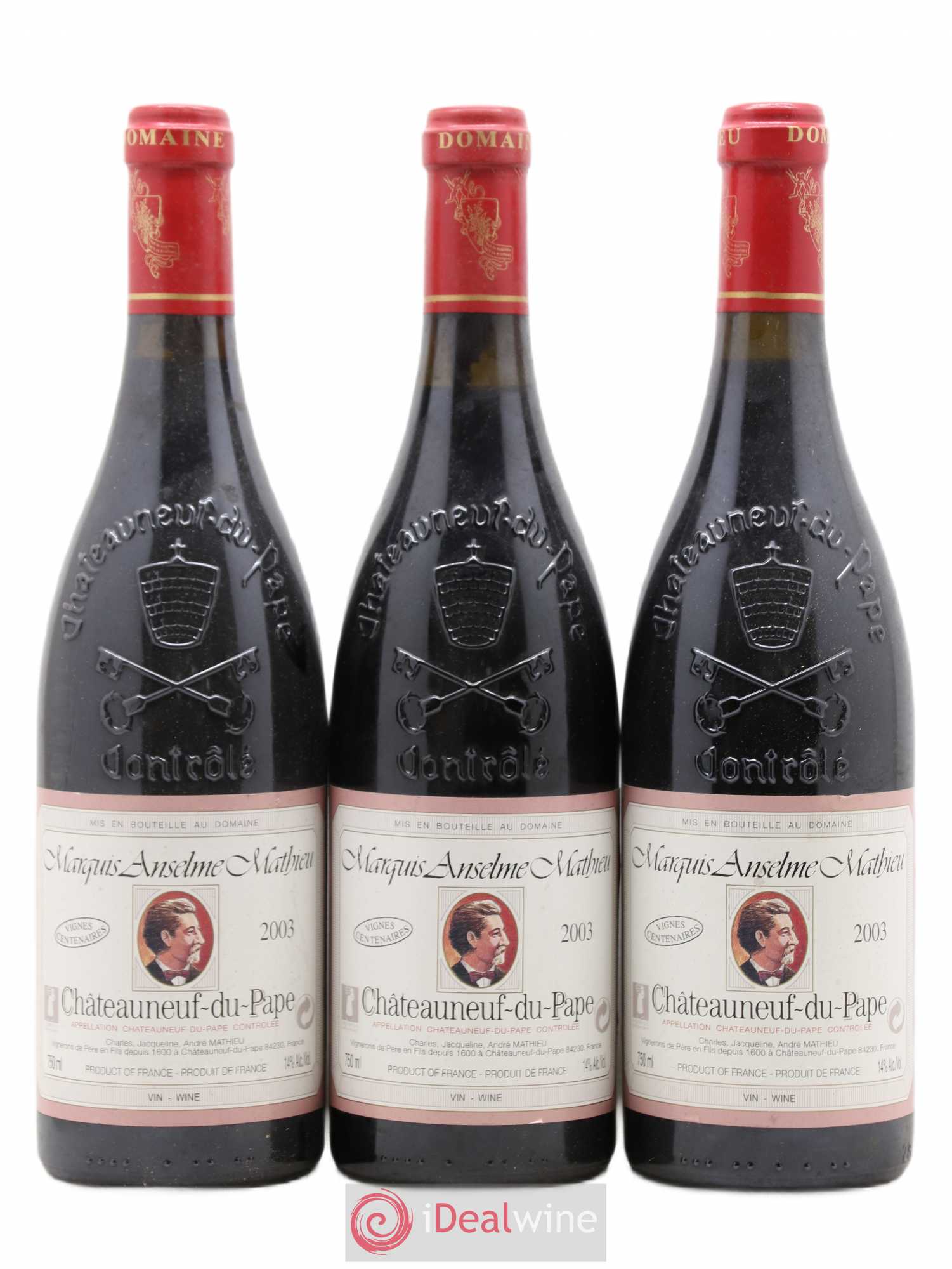 Châteauneuf-du-Pape Domaine du Marquis Anselme Mathieu 2003 - Posten von 3 Flaschen - 0